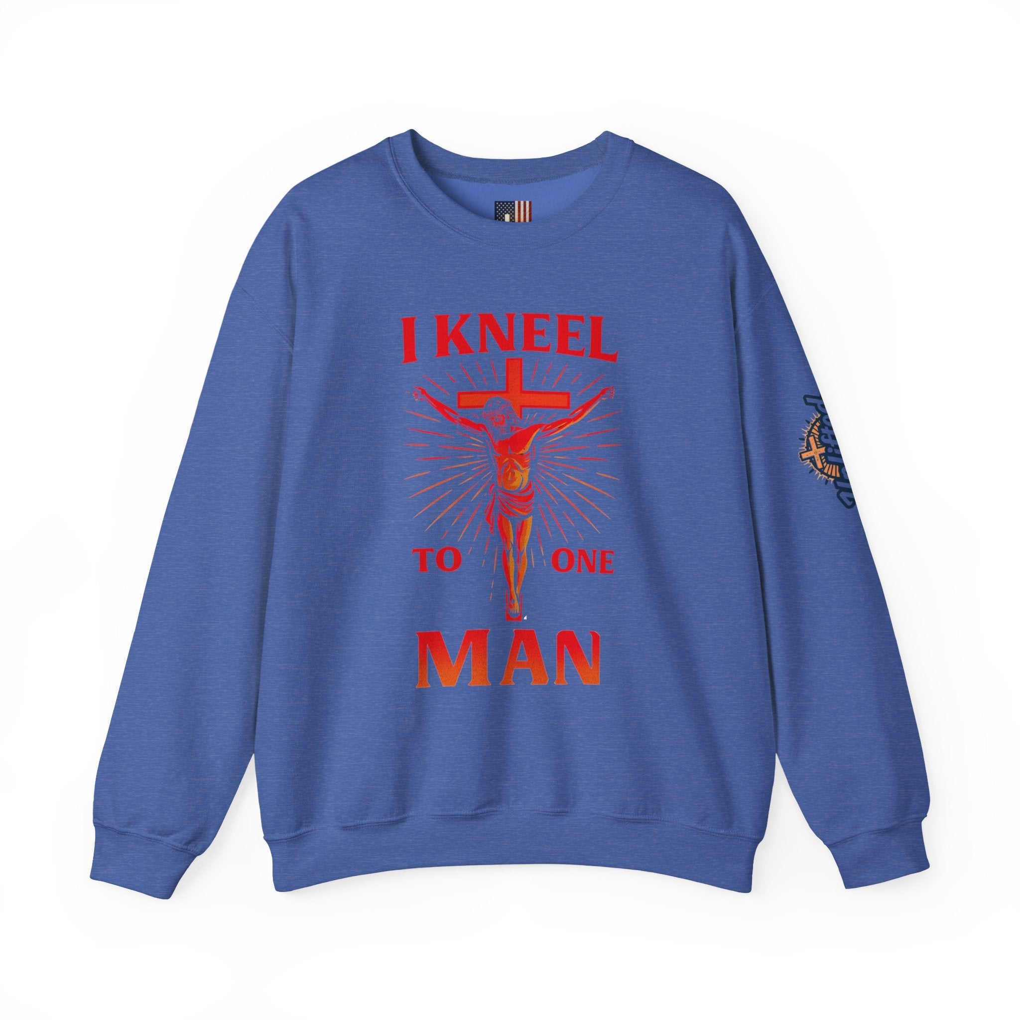 I Kneel to One Man Sweatshirt – Crucifixion Christian Sweatshirt for Unashamed Devotion & Bold Faith Printify