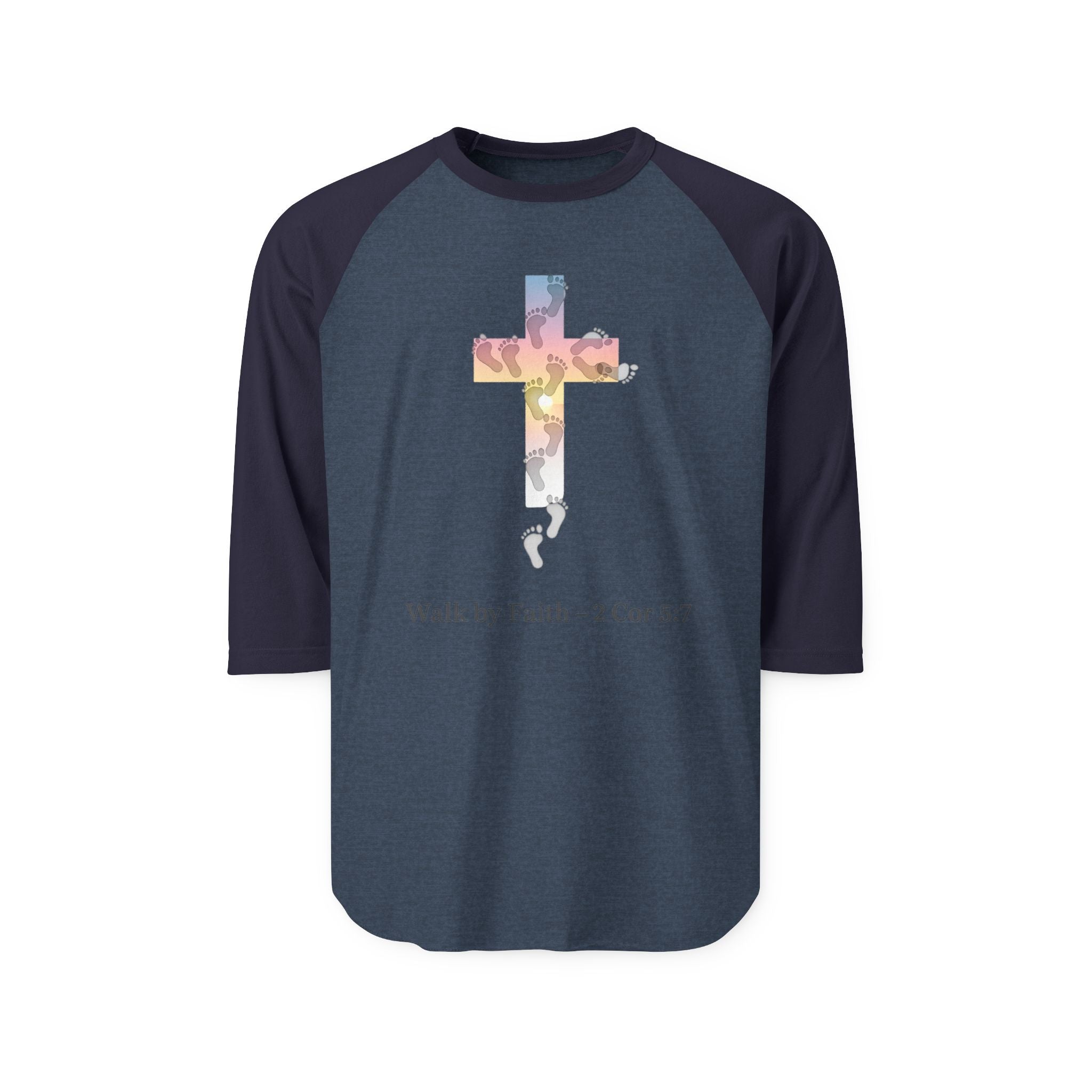 Walk by Faith T-Shirt – Cross & Footprints Christian Tee for Bold Believers Printify