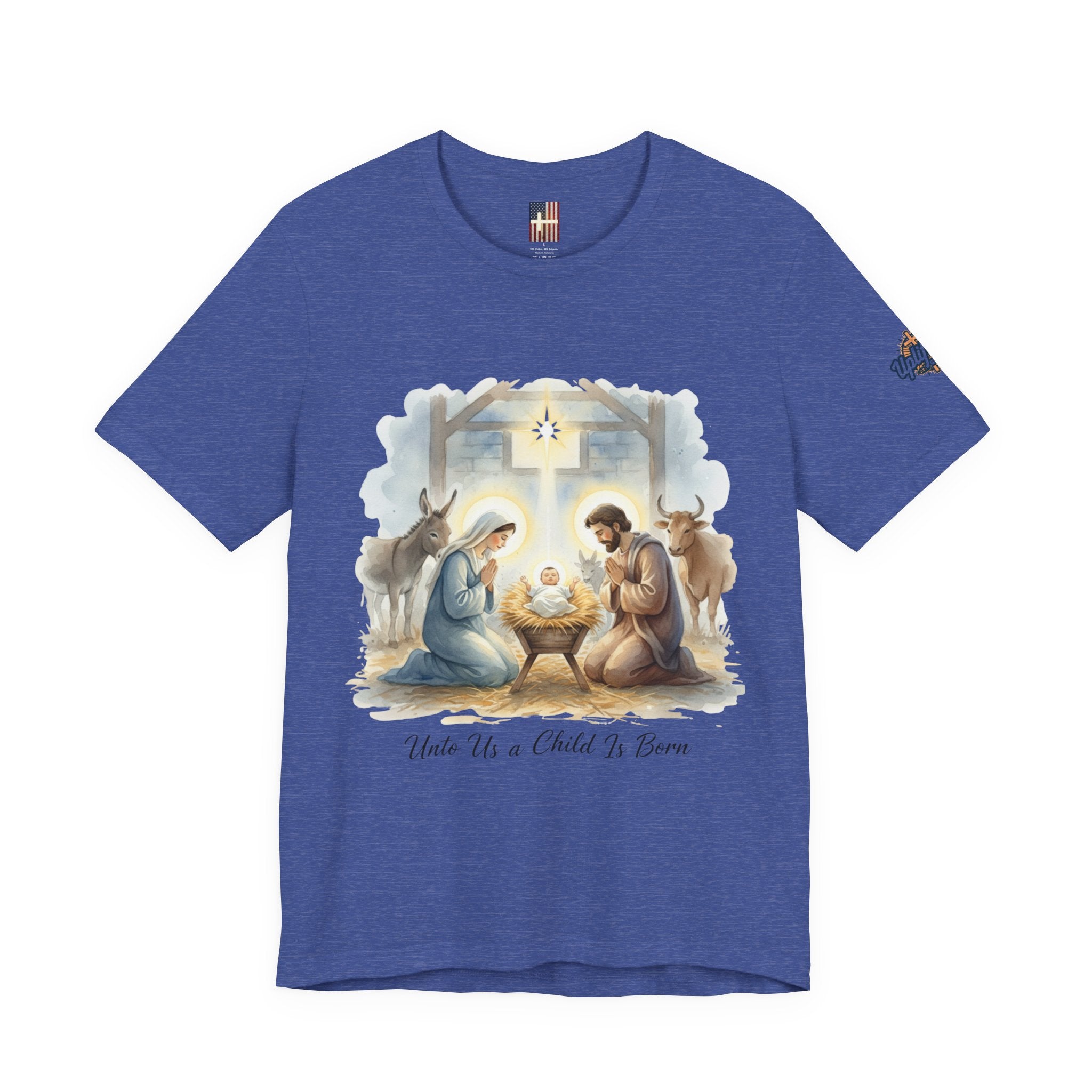 Unto Us a Child is Born T-shirt – Isaiah 9:6 Nativity Manger Scene Christian Christmas T-shirt for Holy Night Faith Printify