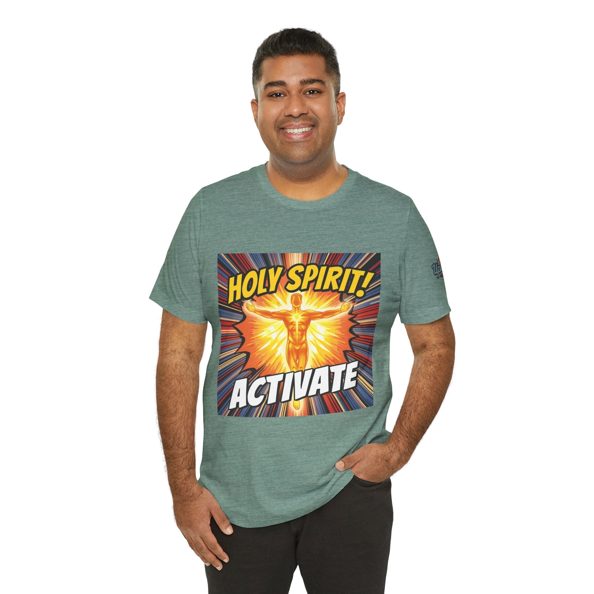 Holy Spirit Activate T-shirt – Superhero Christian T-shirt with Vibrant Power-Up Design for Faith-Fueled Boldness Printify