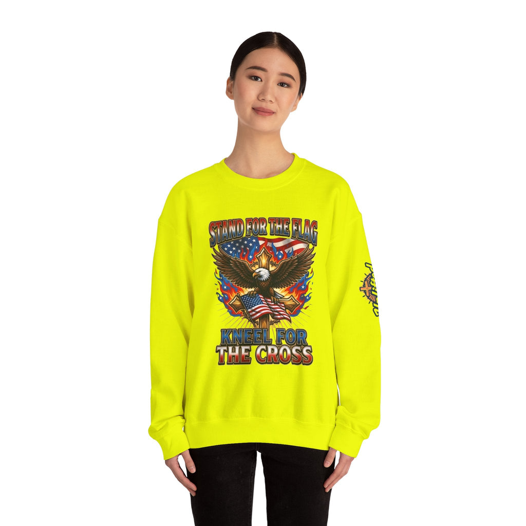 Stand for the Flag Kneel for the Cross Sweatshirt | Patriotic Eagle Sweatshirt Printify