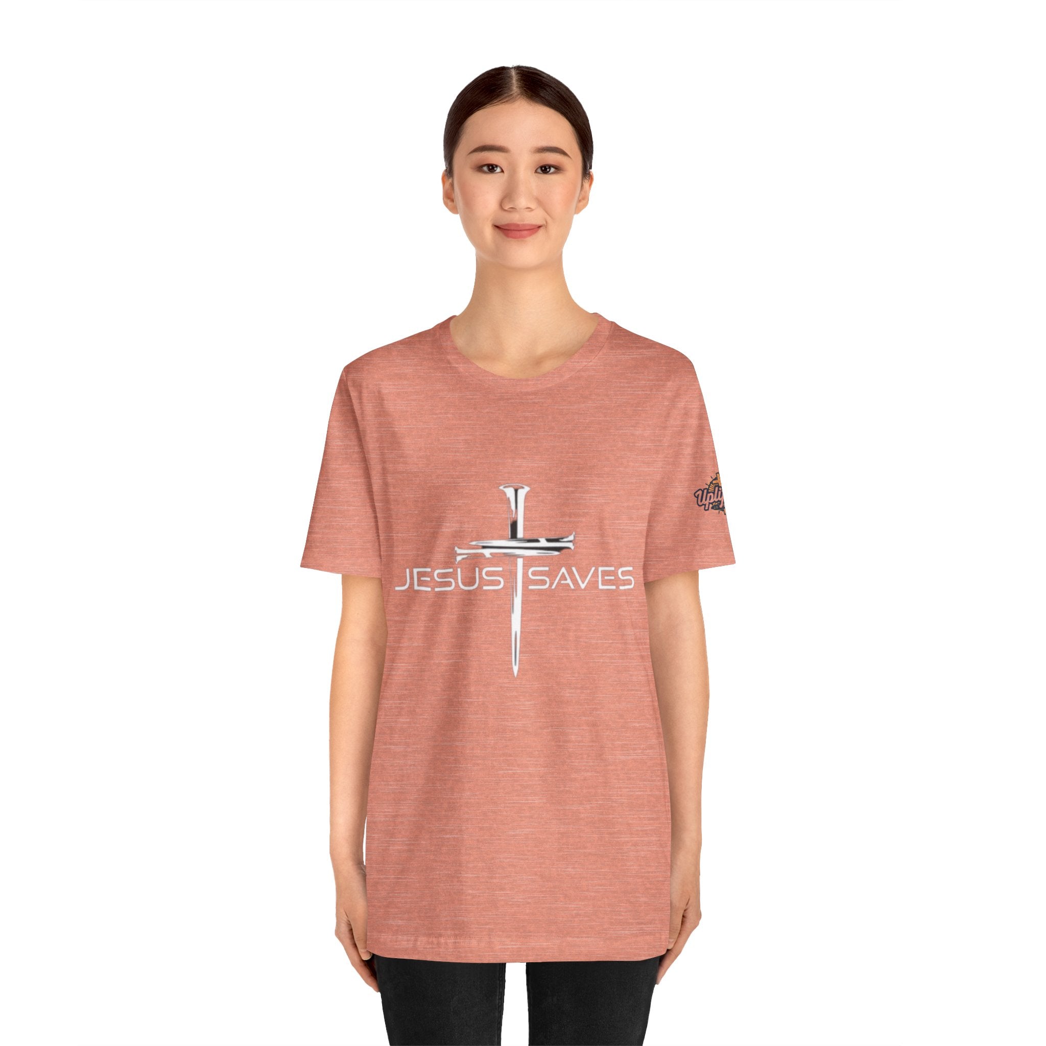 Jesus Saves T-shirt – 3 Nails Crucifix Cross Christian T-shirt for Redemption Faith & Bold Salvation Printify