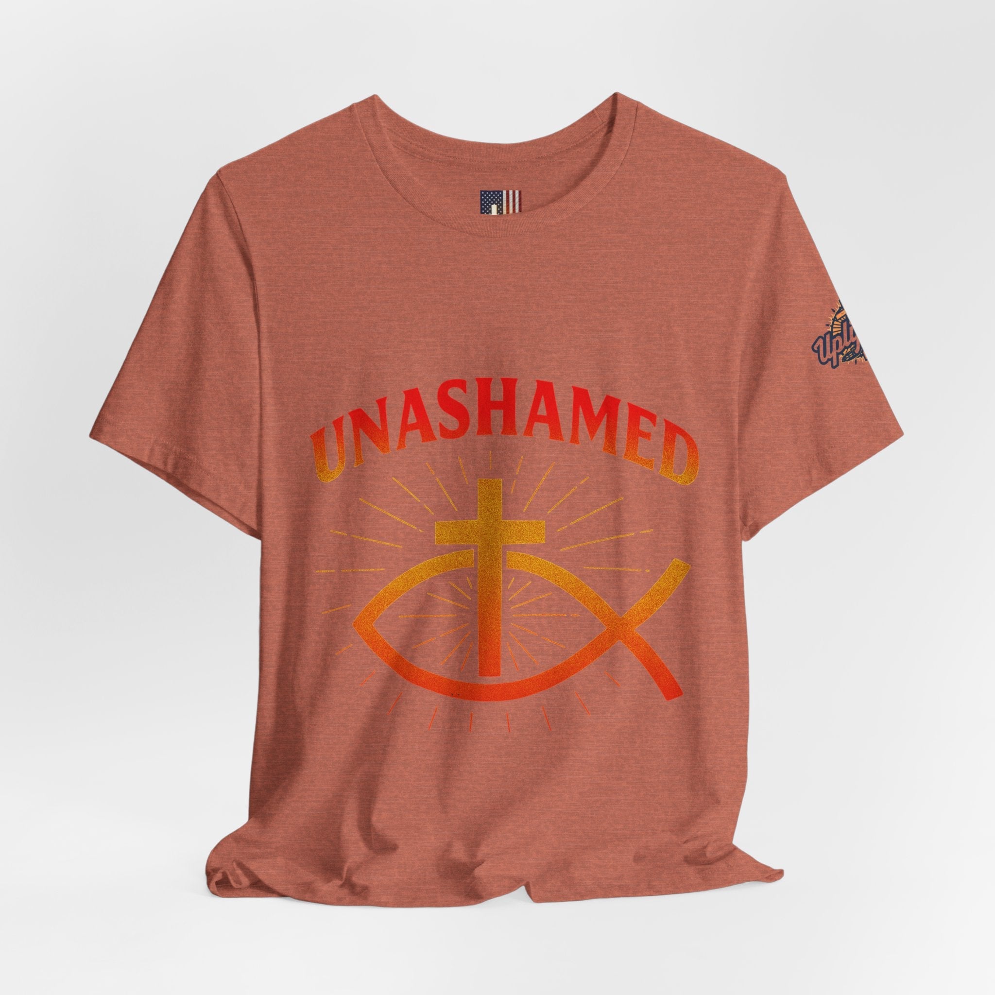 Unashamed T-shirt – Ichthys Jesus Fish & Cross Christian T-shirt for Romans 1:16 Bold Faith Printify