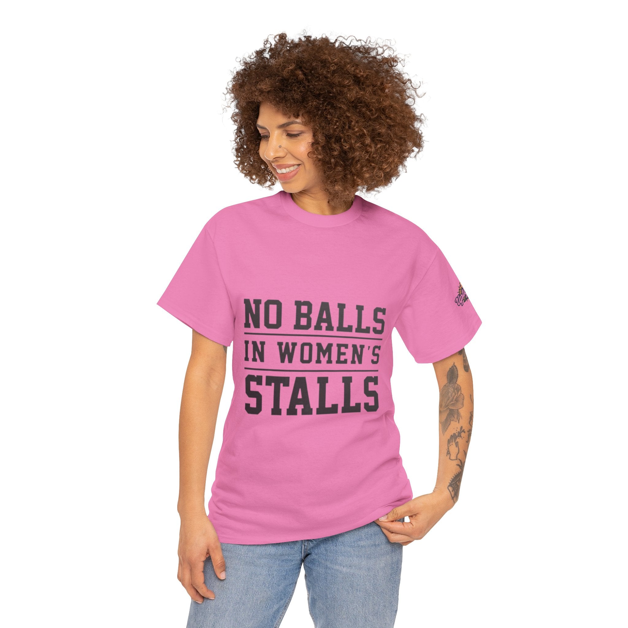No Balls in Women's Stalls Retro Protest T-Shirt Printify