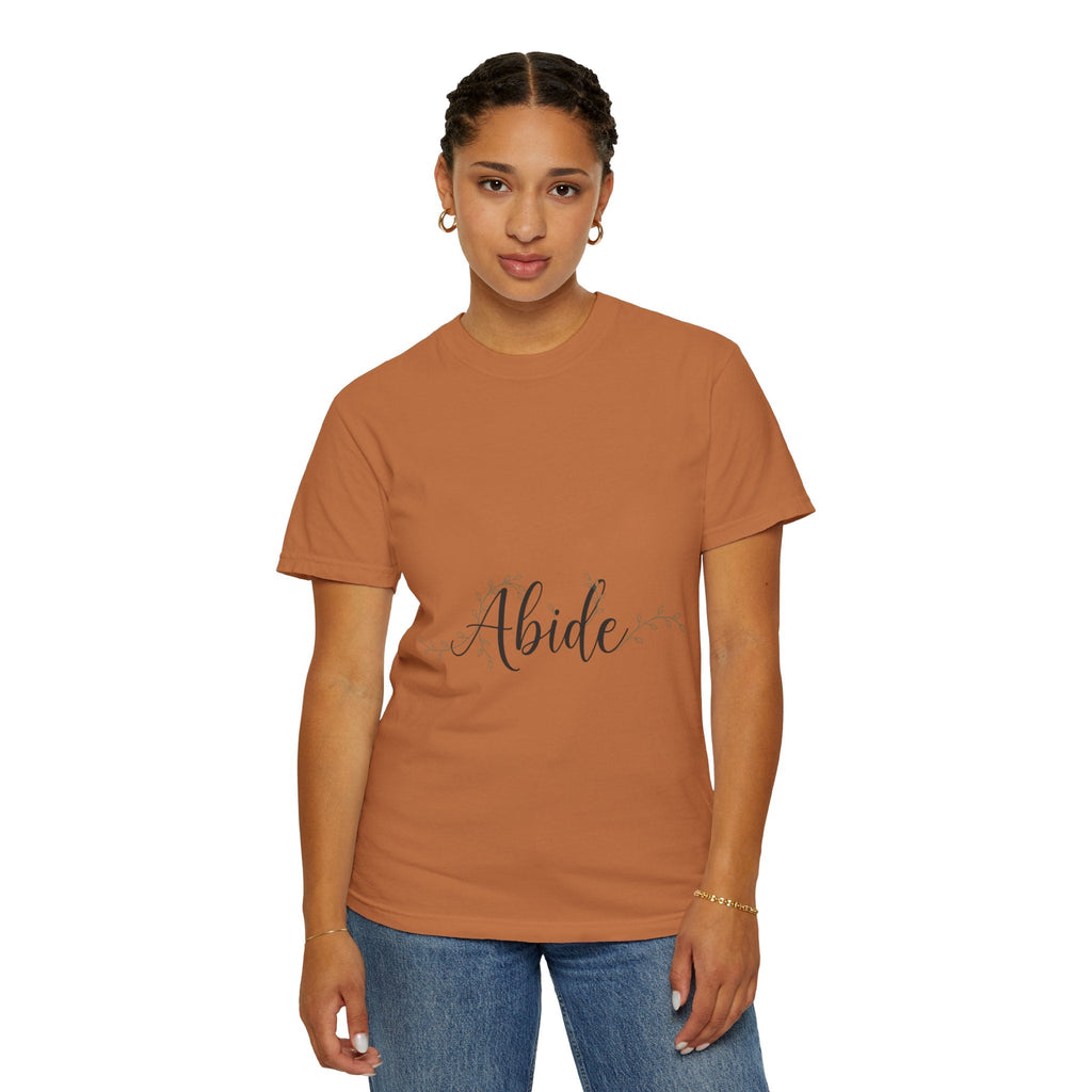 Abide in the Lord T-Shirt – Vine Design Christian Tee for Faithful Hearts Printify