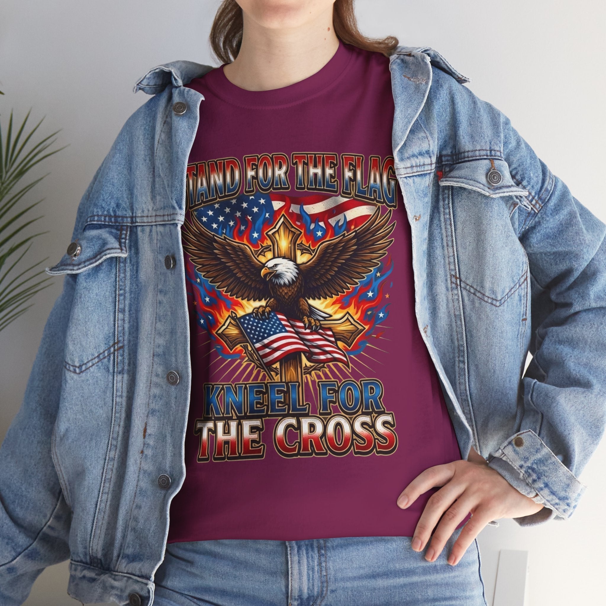 Stand for the Flag Kneel for the Cross T-shirt | Patriotic Eagle T-shirt Printify