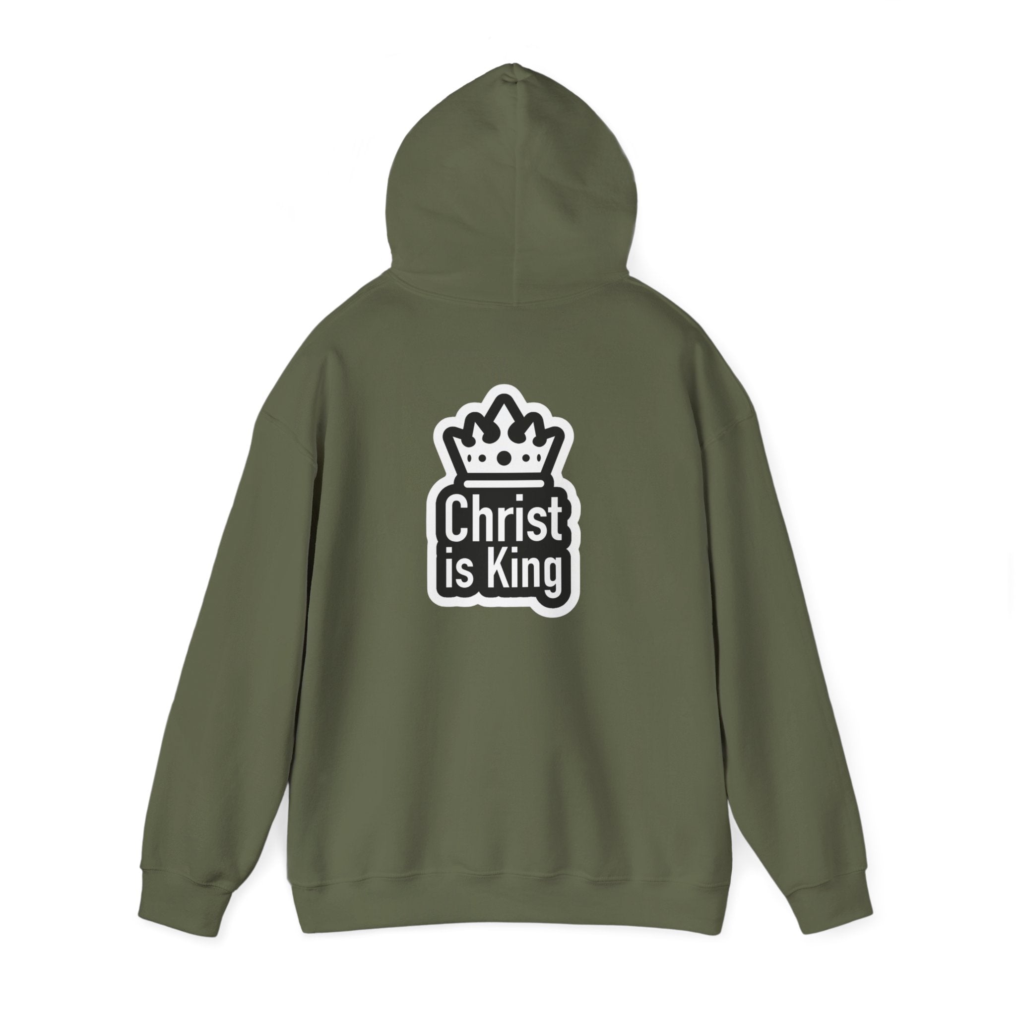 Christ is King Hoodie – Bold Crown & Cross Christian Sweatshirt for Unshakable Faith Printify