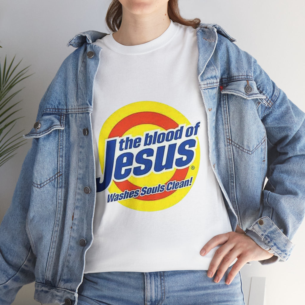 Blood of Jesus Washes Souls Clean T-shirt - Funny Tide Parody - Christian Faith T-shirt Printify