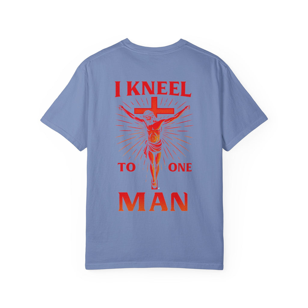 I Kneel to One Man T-shirt – Crucifixion Christian T-shirt for Unashamed Devotion & Bold Faith Printify