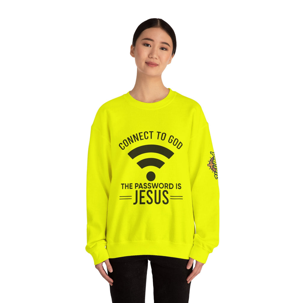 Connect to God Sweatshirt - WIFI Password is Jesus - Funny Christian Faith Sweatshirt Printify