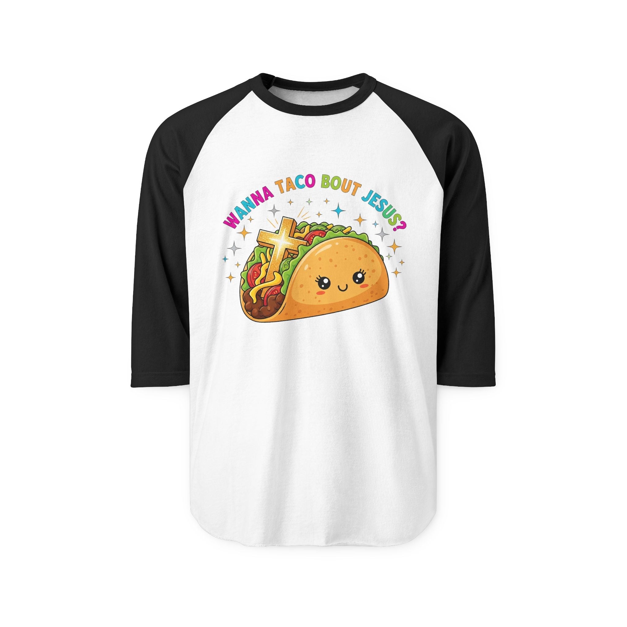 Wanna Taco 'Bout Jesus? Funny Christian Pun T-Shirt – Lettuce Pray & Share Faith! Printify
