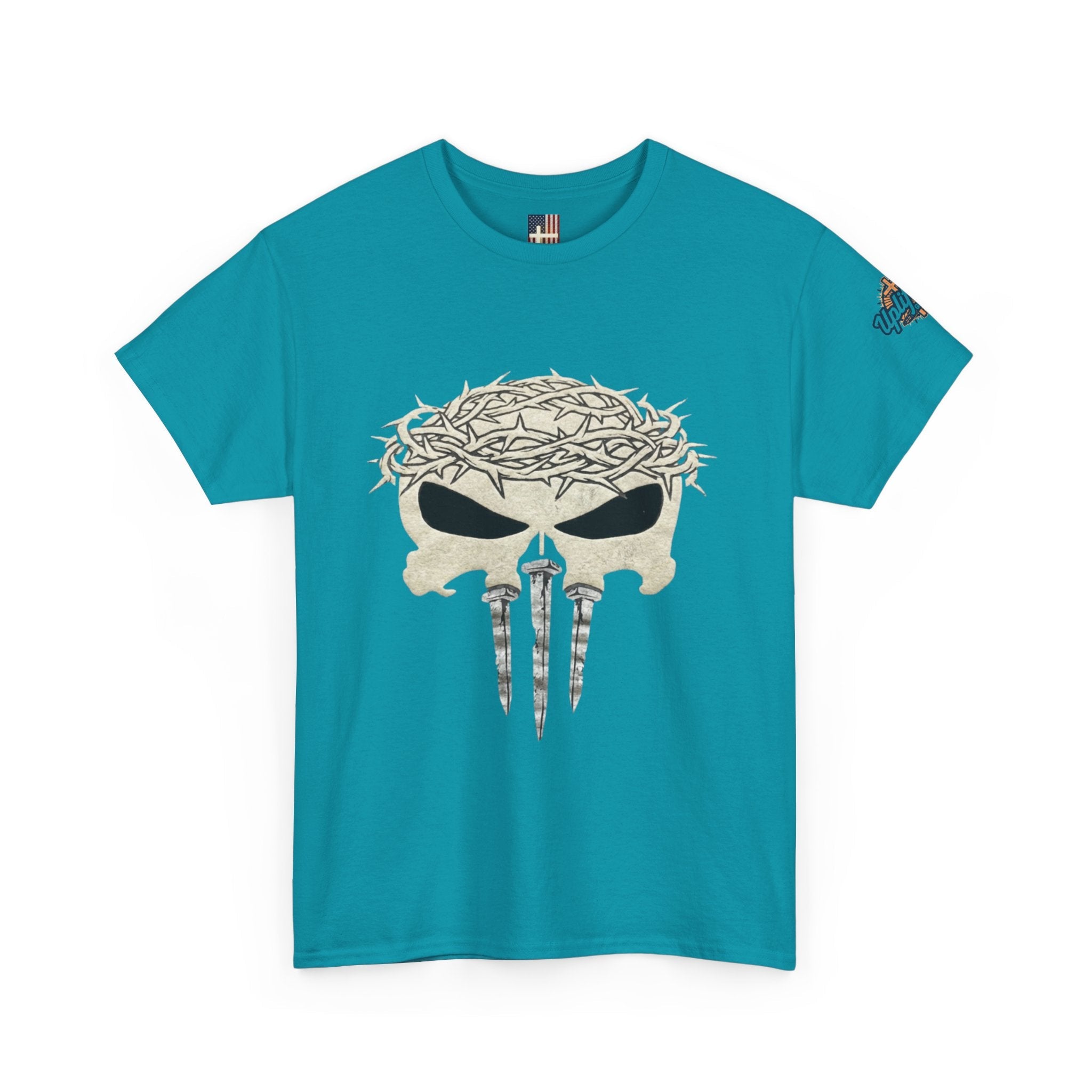 Christian Skull T-shirt - Crown of Thorns & Nails - Warrior Faith T-shirt Printify