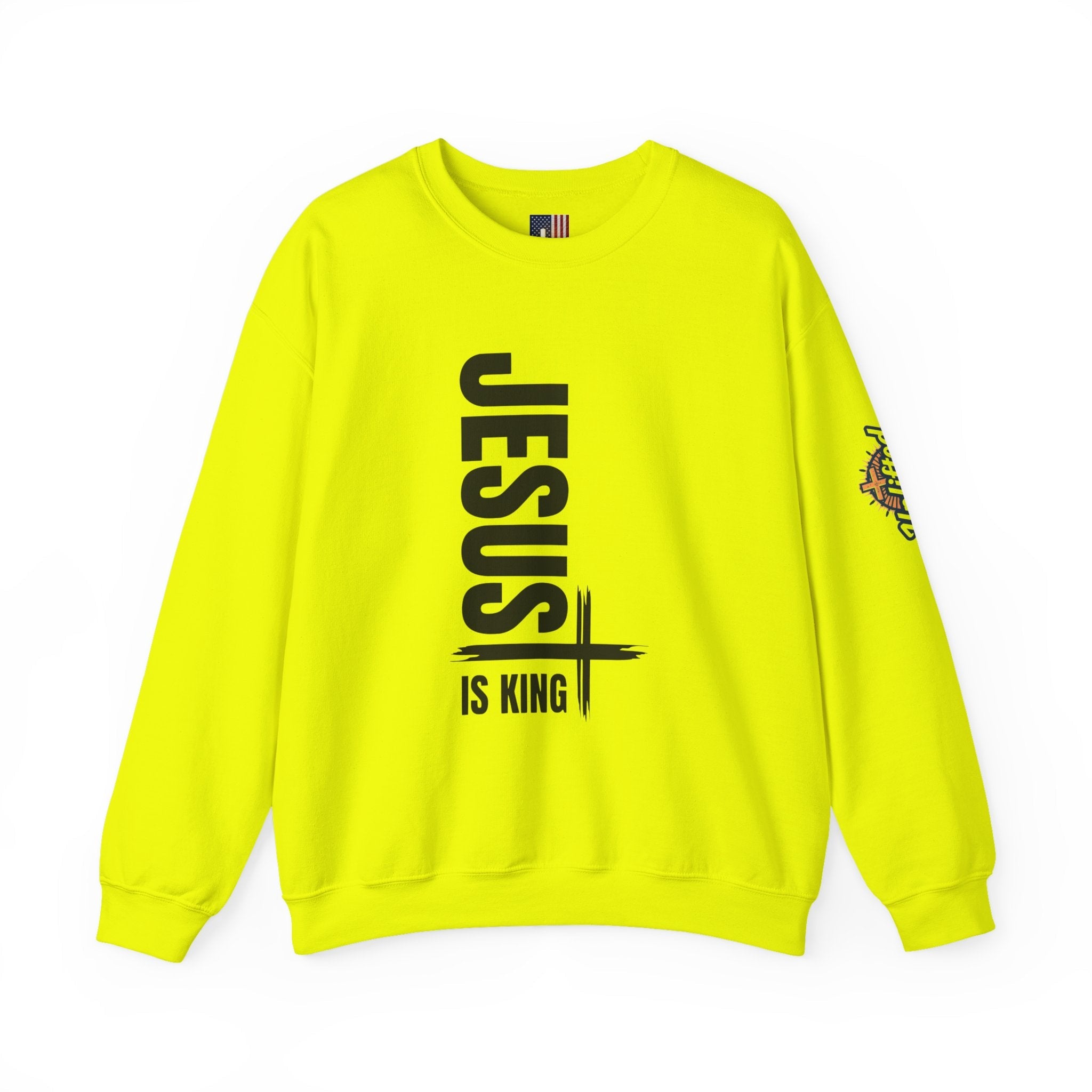 Jesus Is King Sweatshirt | Modern Typographic Cross Christian Sweatshirt Printify