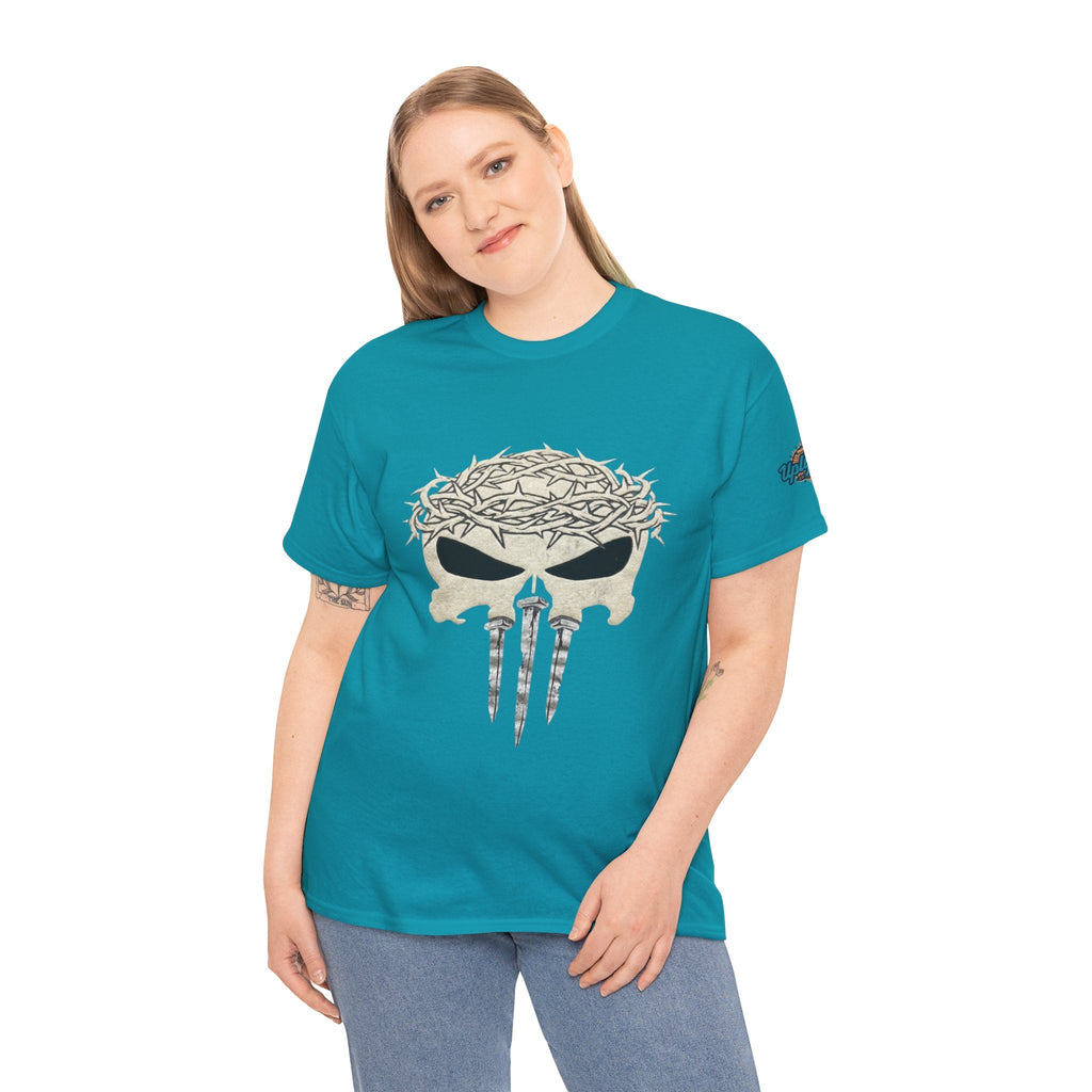 Christian Skull T-shirt - Crown of Thorns & Nails - Warrior Faith T-shirt Printify