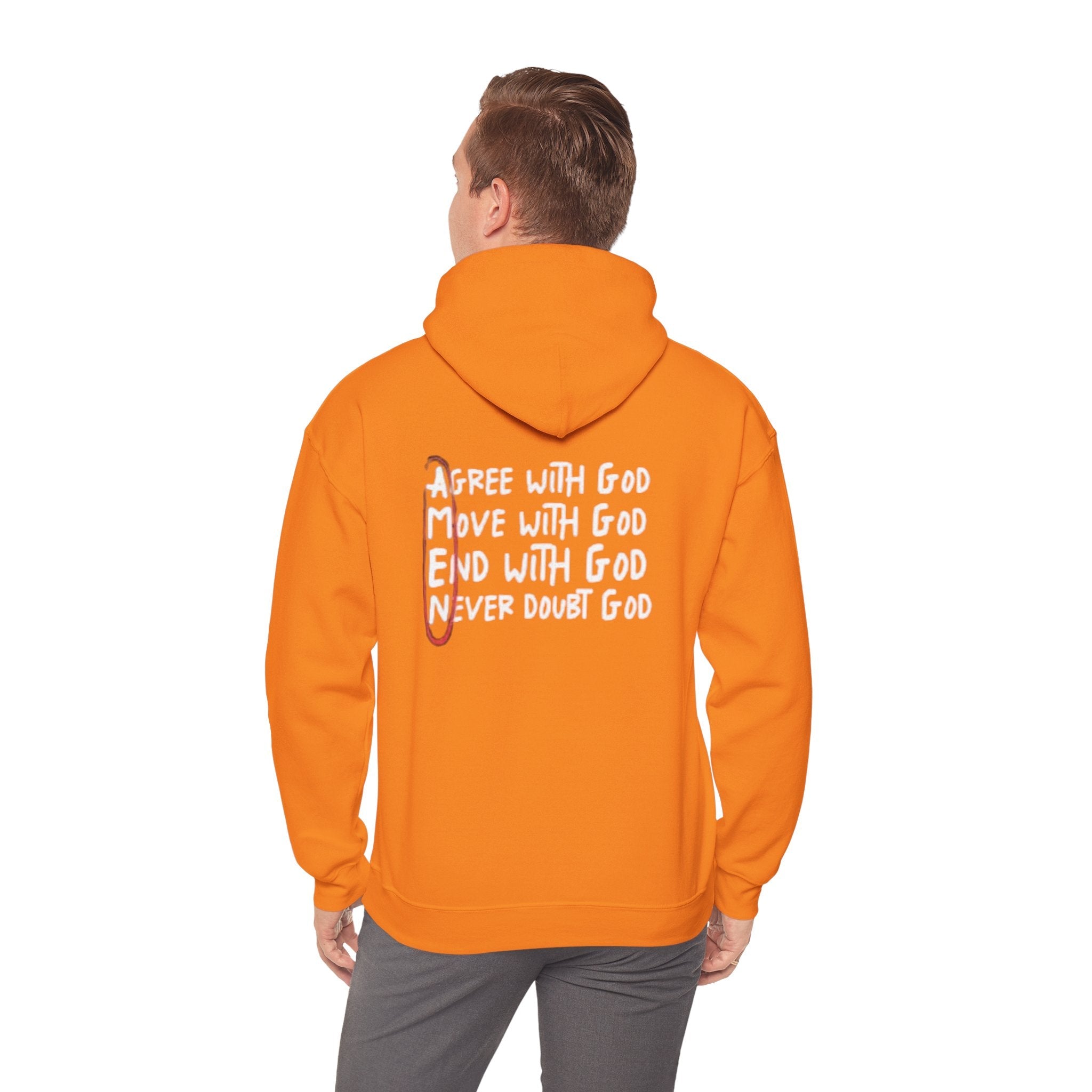 AMEN Acronym Hoodie – Agree with God Move with God End with God Never Doubt God Christian Sweatshirt for Unwavering Faith Printify