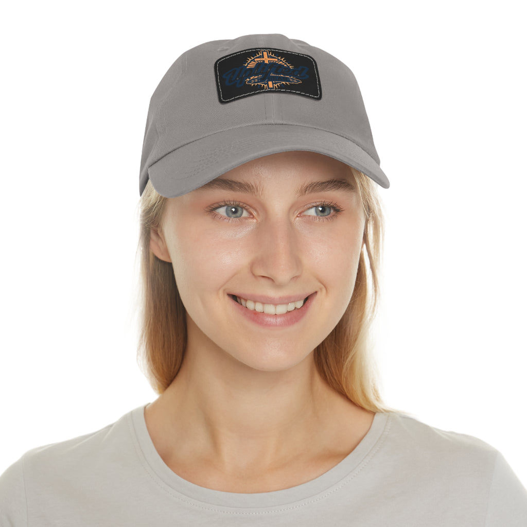 Uplifted Gear Leather Patch Dad Hat — Vintage Aviation Logo Cap Printify