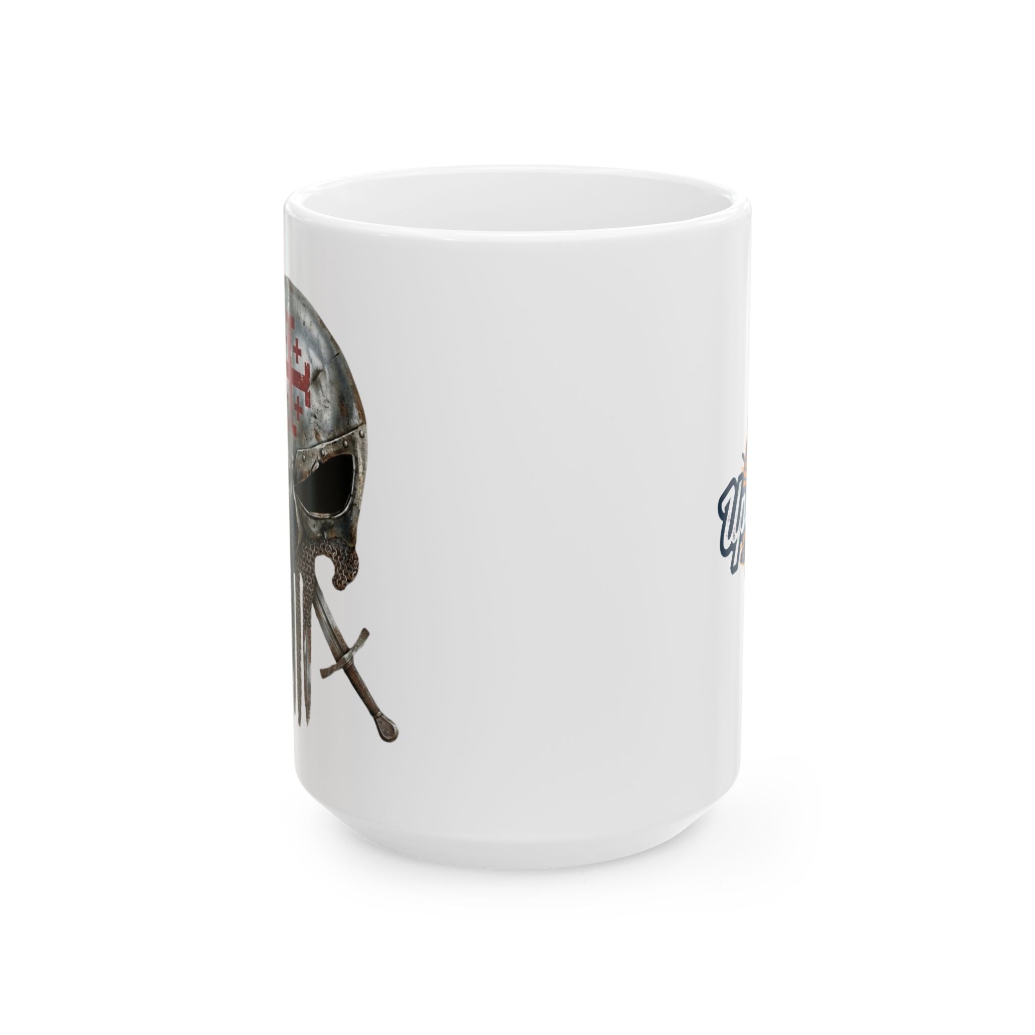 Crusader Knight Coffee Mug — 'Armor of God' Christian Skull 11/15oz Accent Mug Printify