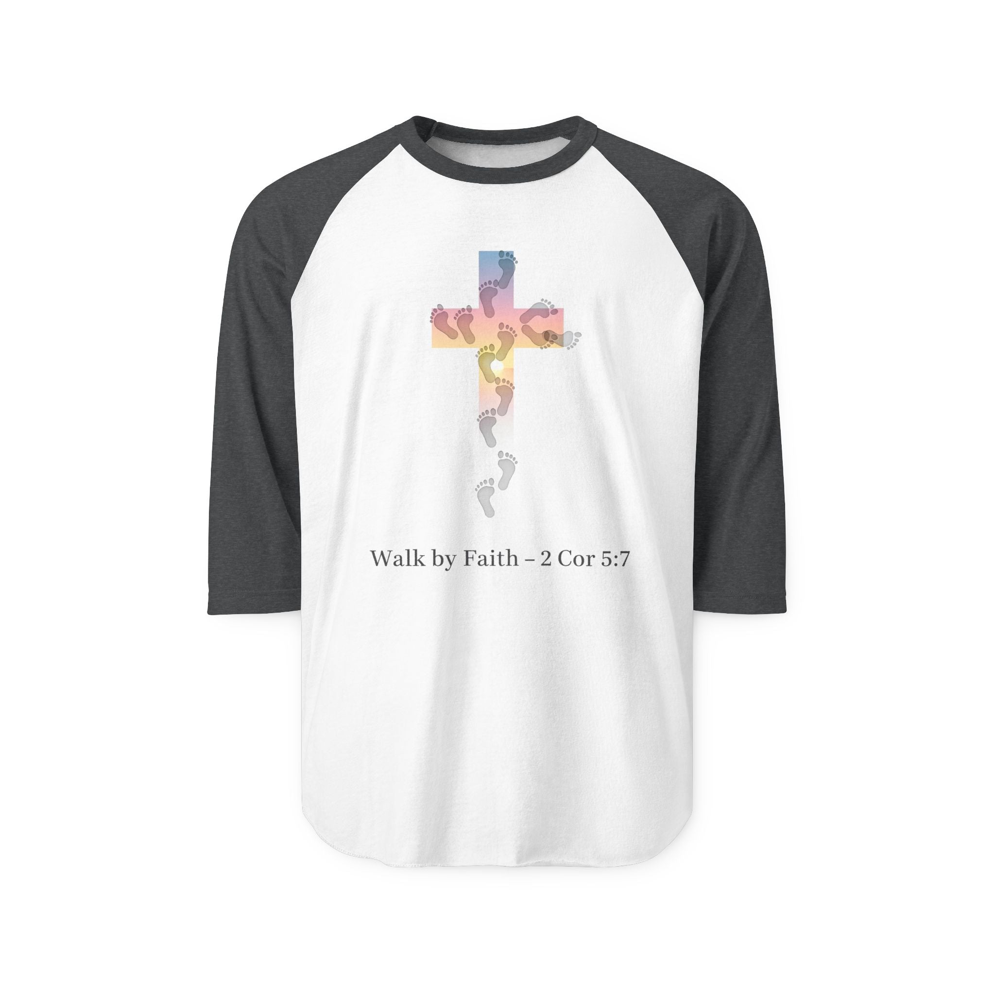 Walk by Faith T-Shirt – Cross & Footprints Christian Tee for Bold Believers Printify