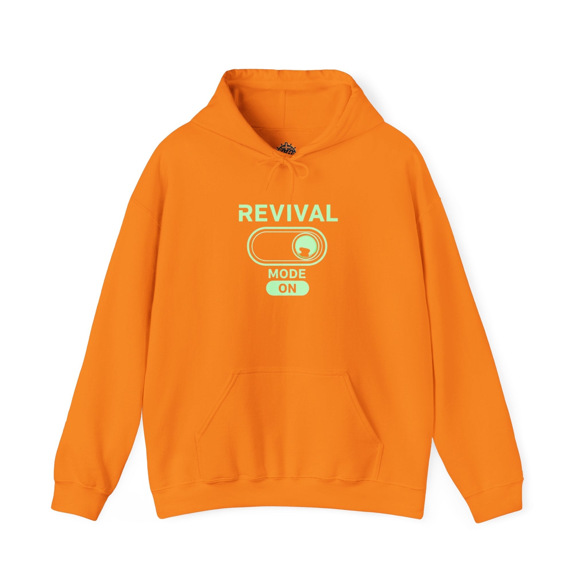 🔥 Revival Mode: ON – Christian Techwear Hoodie | Glowing Green Faith Switch | Futuristic Jesus Shirt | Activate Your Spiritual Awakening | Uplifted Gear Printify