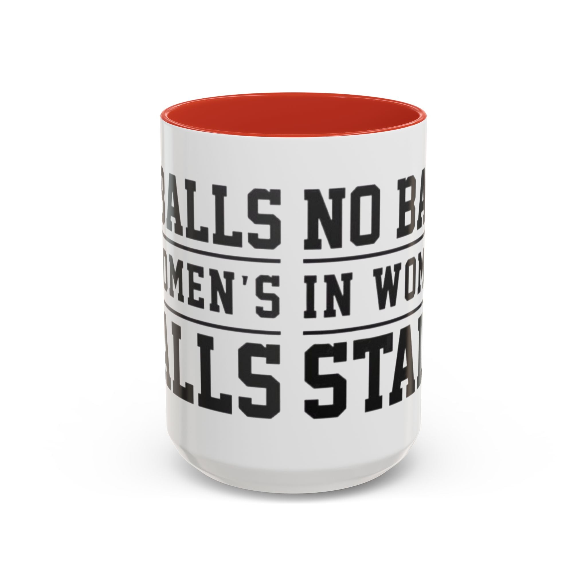 The Lord Says No Balls in Women's Stalls Accent Coffee Mug — Bold Typography 11/15oz Printify