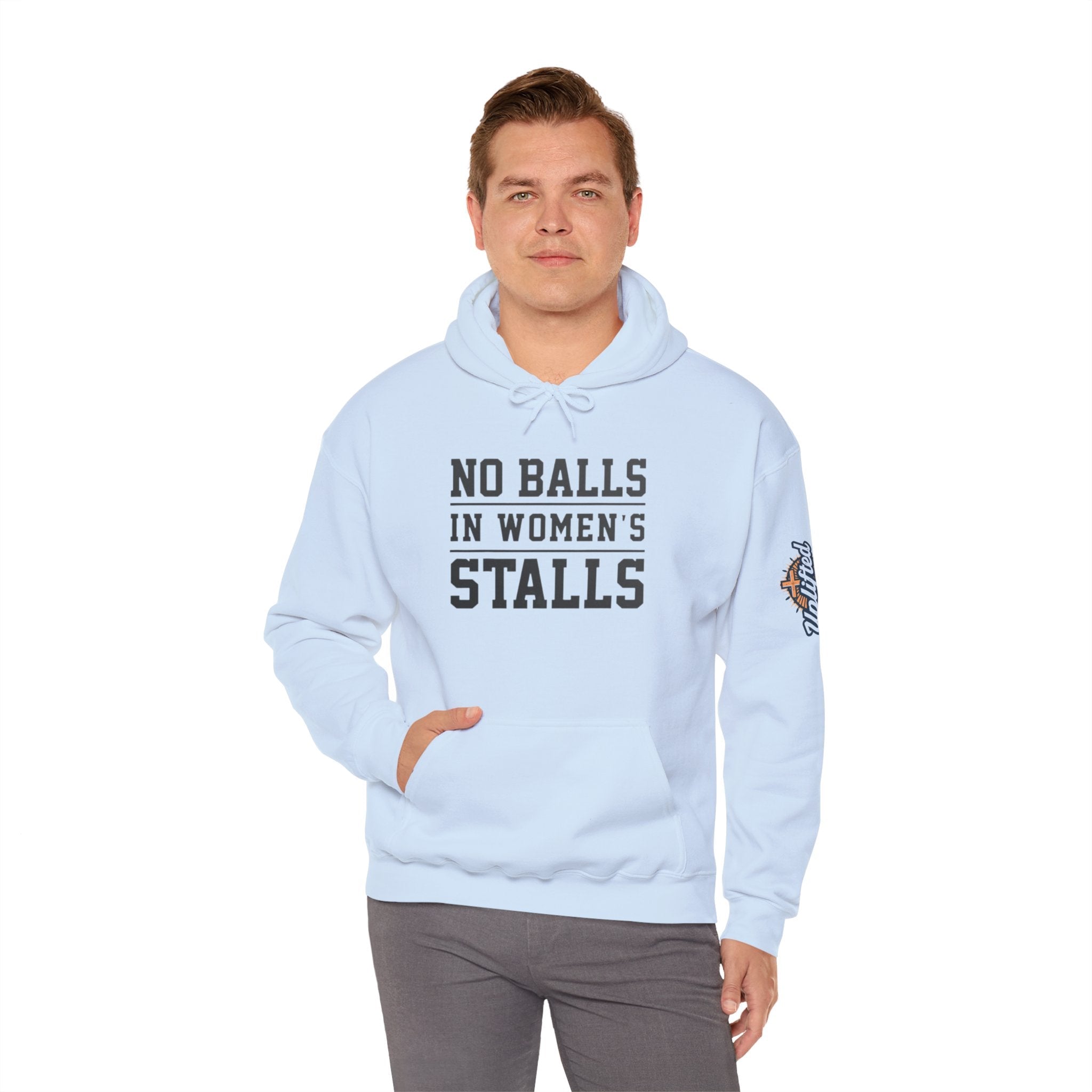 "No Balls in Women's Stalls" Statement Hoodie — Protest Sweatshirt Printify
