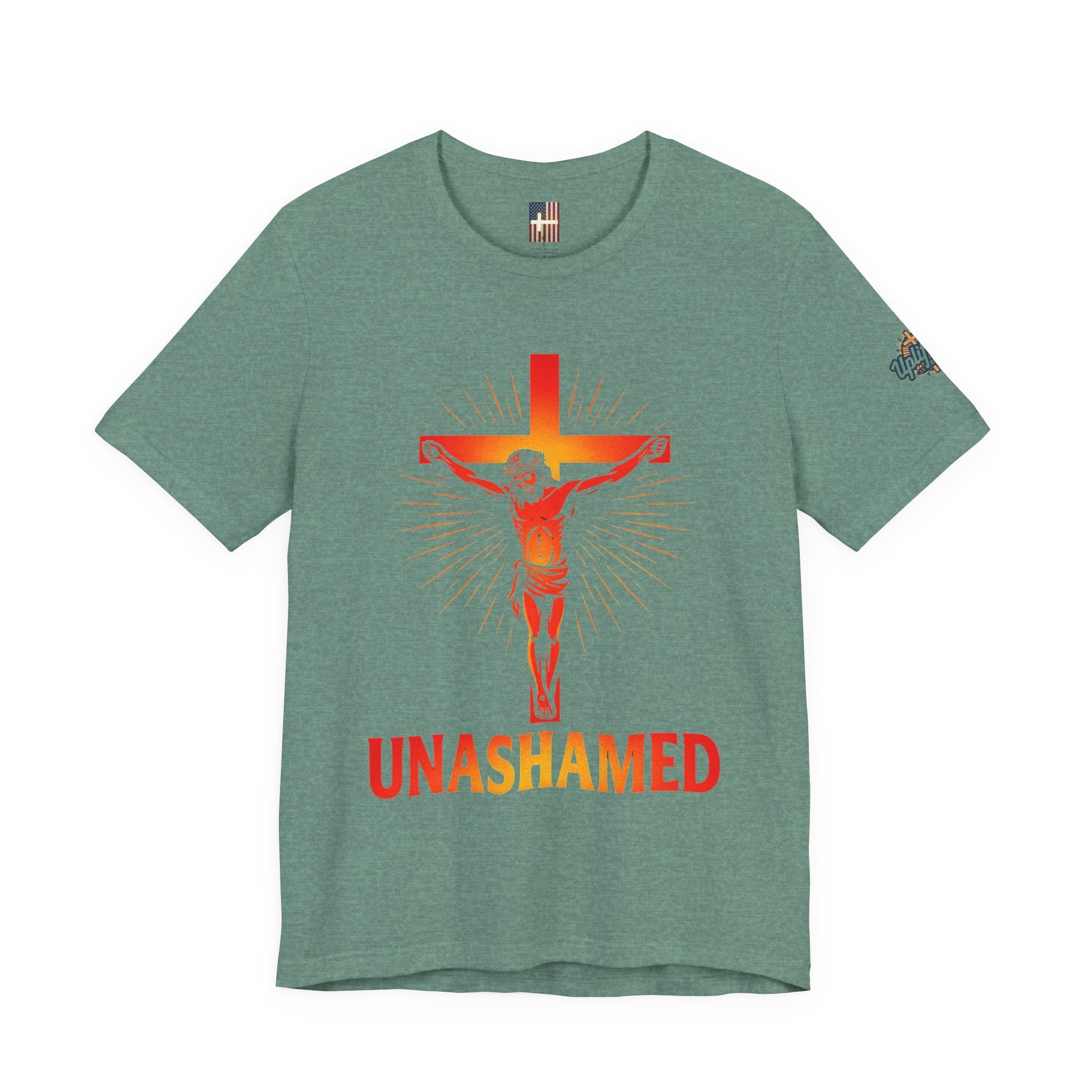 Unashamed T-shirt – Romans 1:16 Crucifixion Christian t-shirt for Bold Unwavering Faith Printify