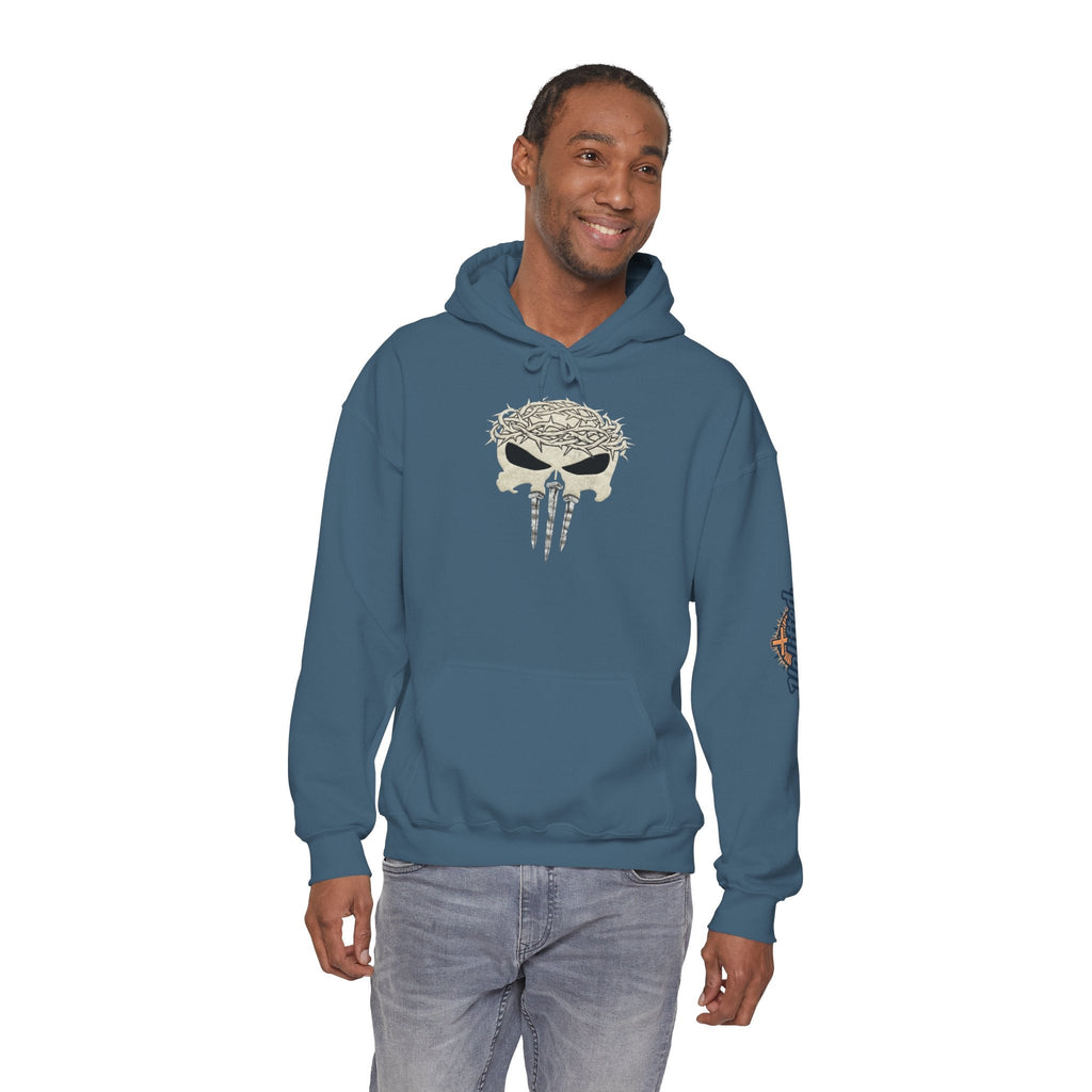 Christian Skull Hoodie - Crown of Thorns & Nails - Warrior Faith Hoodie Printify