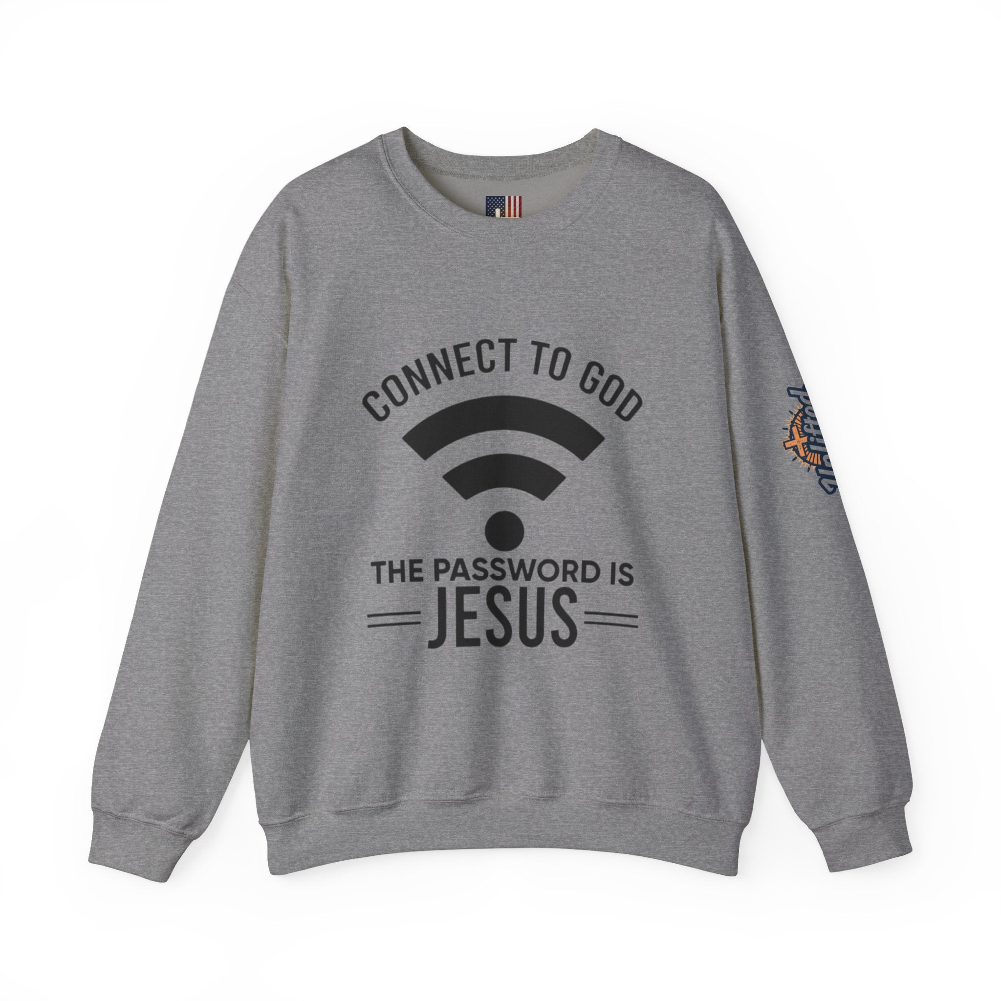 Connect to God Sweatshirt - WIFI Password is Jesus - Funny Christian Faith Sweatshirt Printify