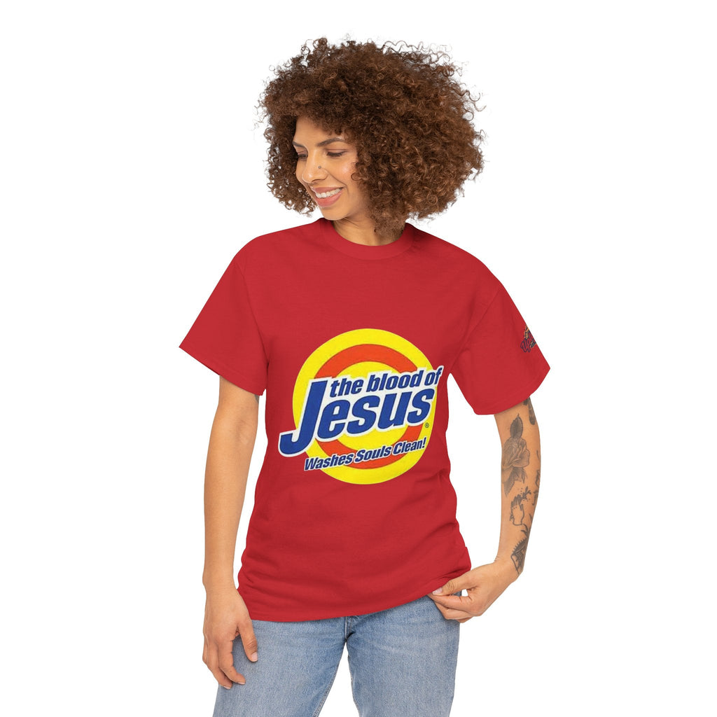Blood of Jesus Washes Souls Clean T-shirt - Funny Tide Parody - Christian Faith T-shirt Printify