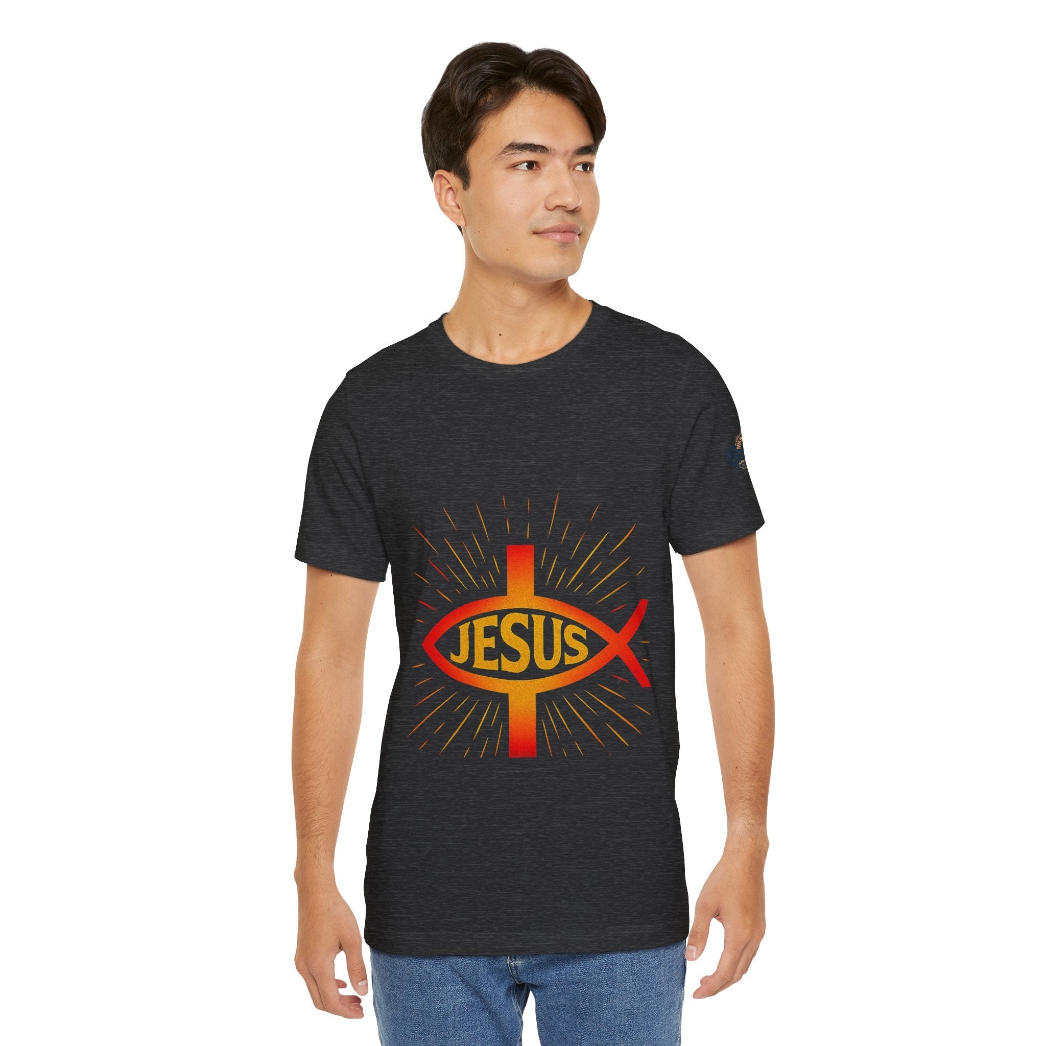 Jesus Ichthys T-shirt – Christian Fish Symbol with Cross & Jesus Inscription T-shirt for Eternal Faith & Streetwear Printify