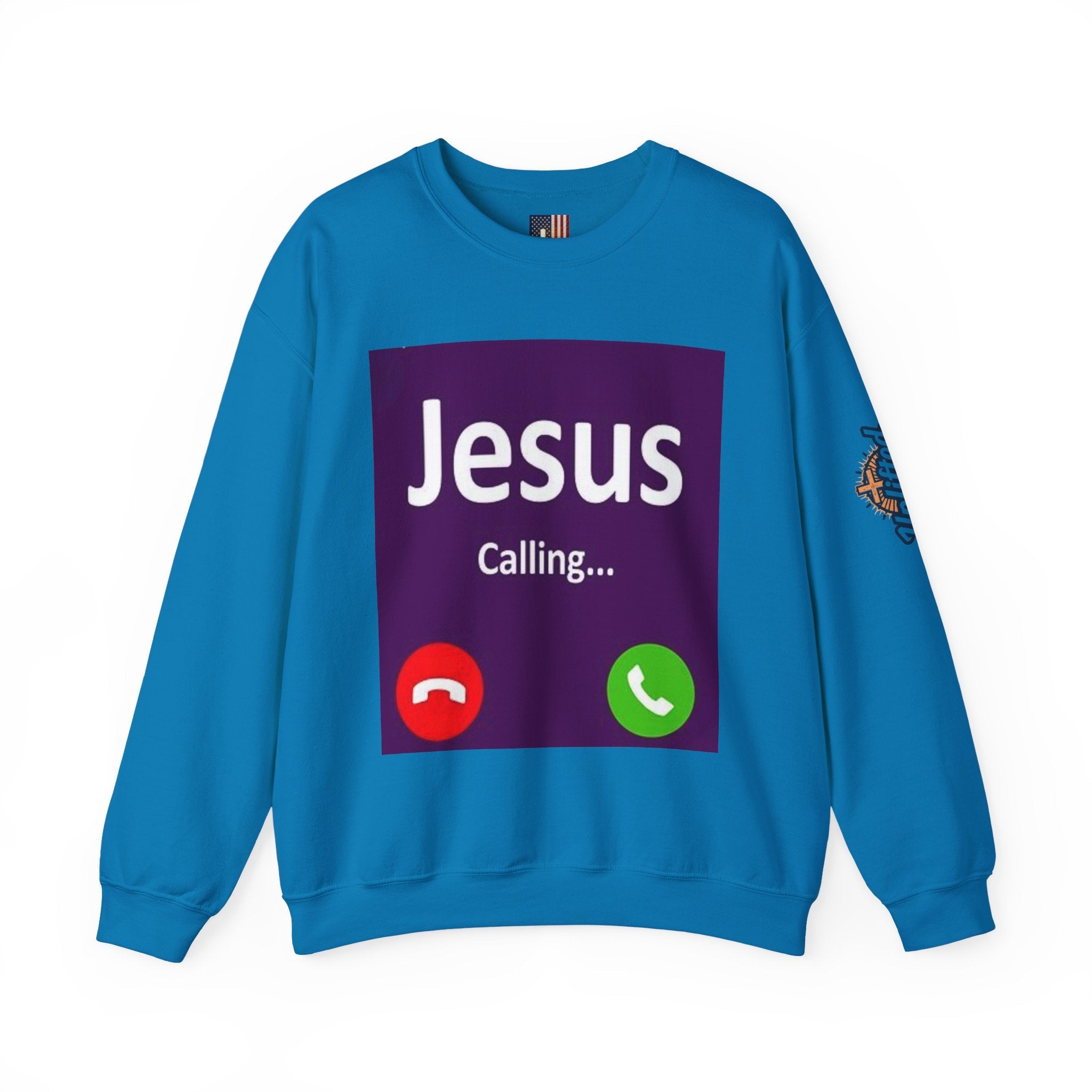 Jesus Calling Sweatshirt – Funny Cell Phone Screen Christian Sweatshirt for Divine Connection & Faith Humor Printify