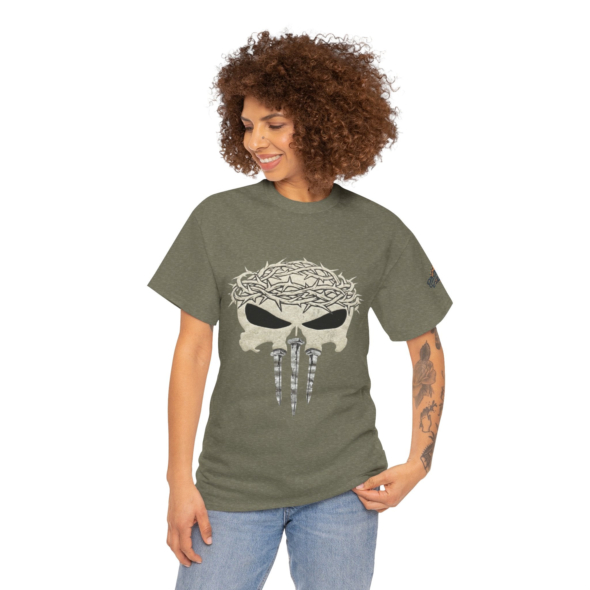 Christian Skull T-shirt - Crown of Thorns & Nails - Warrior Faith T-shirt Printify