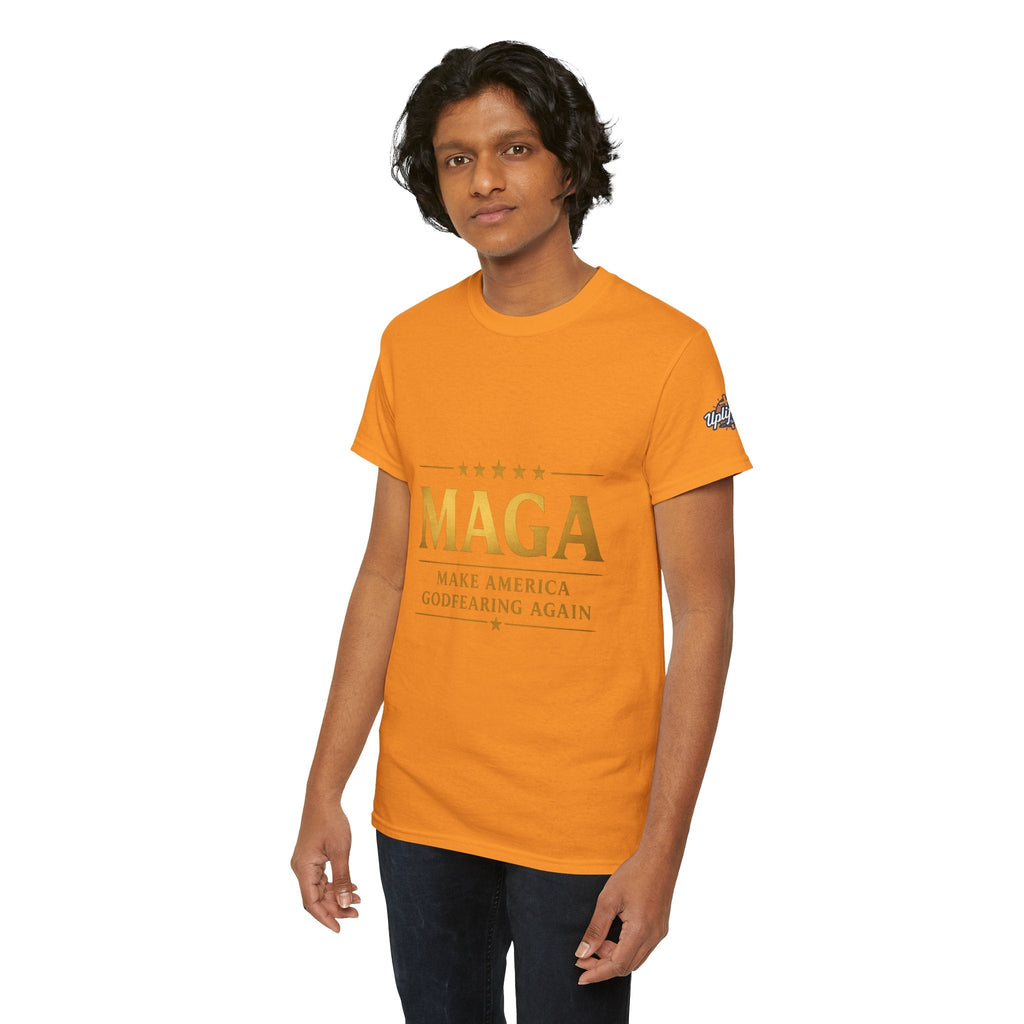 MAGA Gold Letter T-Shirt — "Make America Great Again" Printify