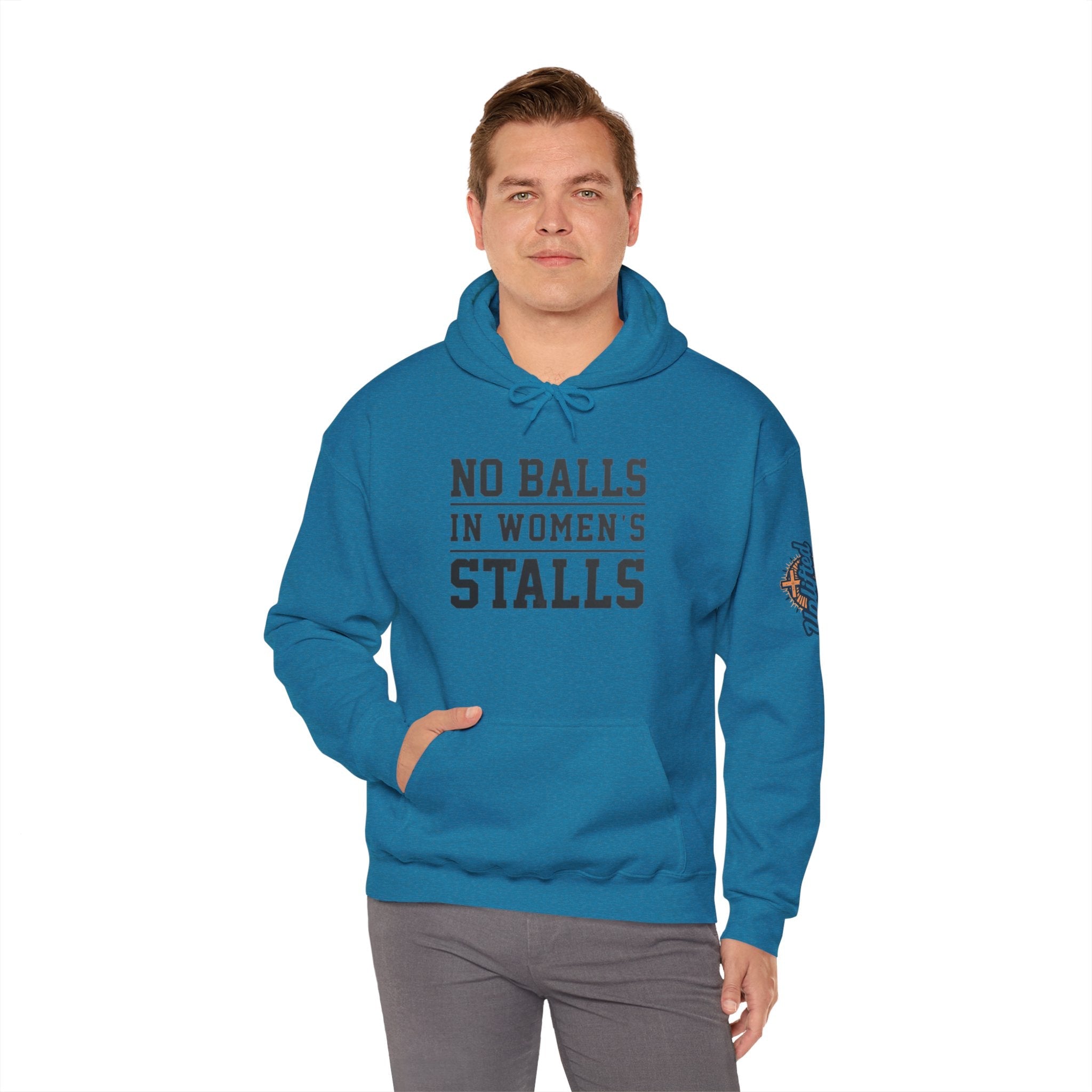 "No Balls in Women's Stalls" Statement Hoodie — Protest Sweatshirt Printify