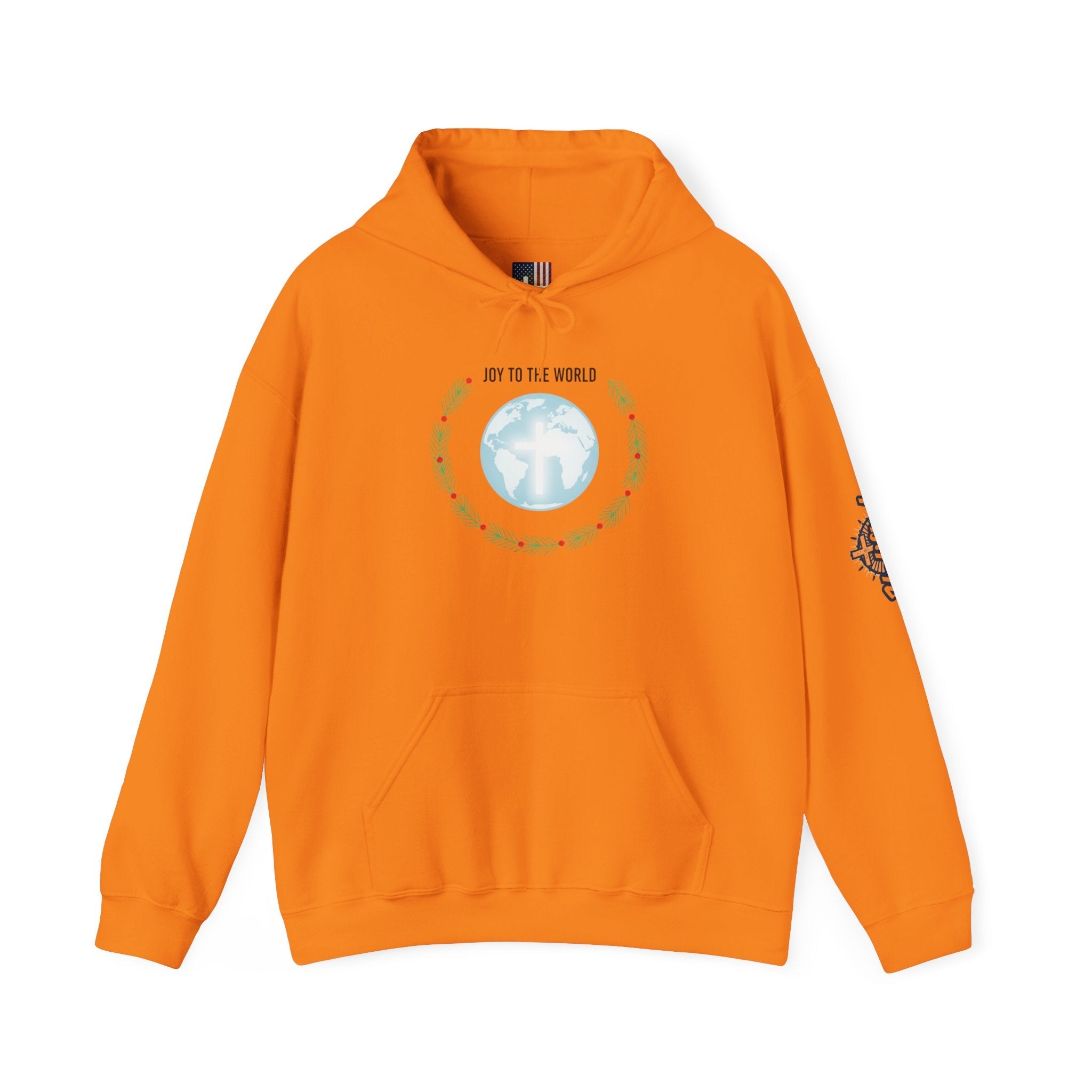 Joy to the World Hoodie – Wreath Earth Nativity Christian Christmas Sweatshirt for Isaiah 9:6 Holiday Faith & Festive Joy Printify
