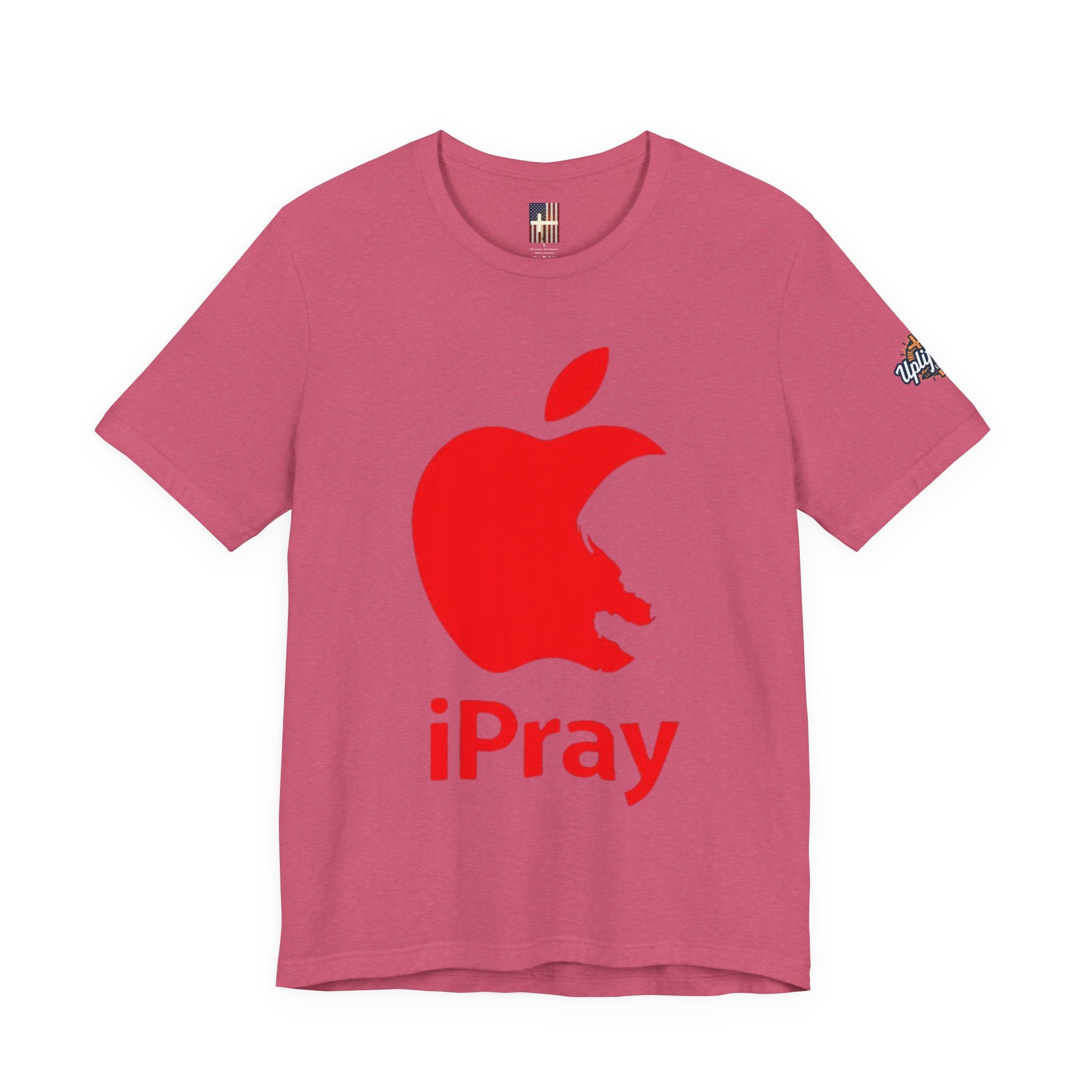 iPray Red Apple Christian T-Shirt — Faith Graphic Tee Printify