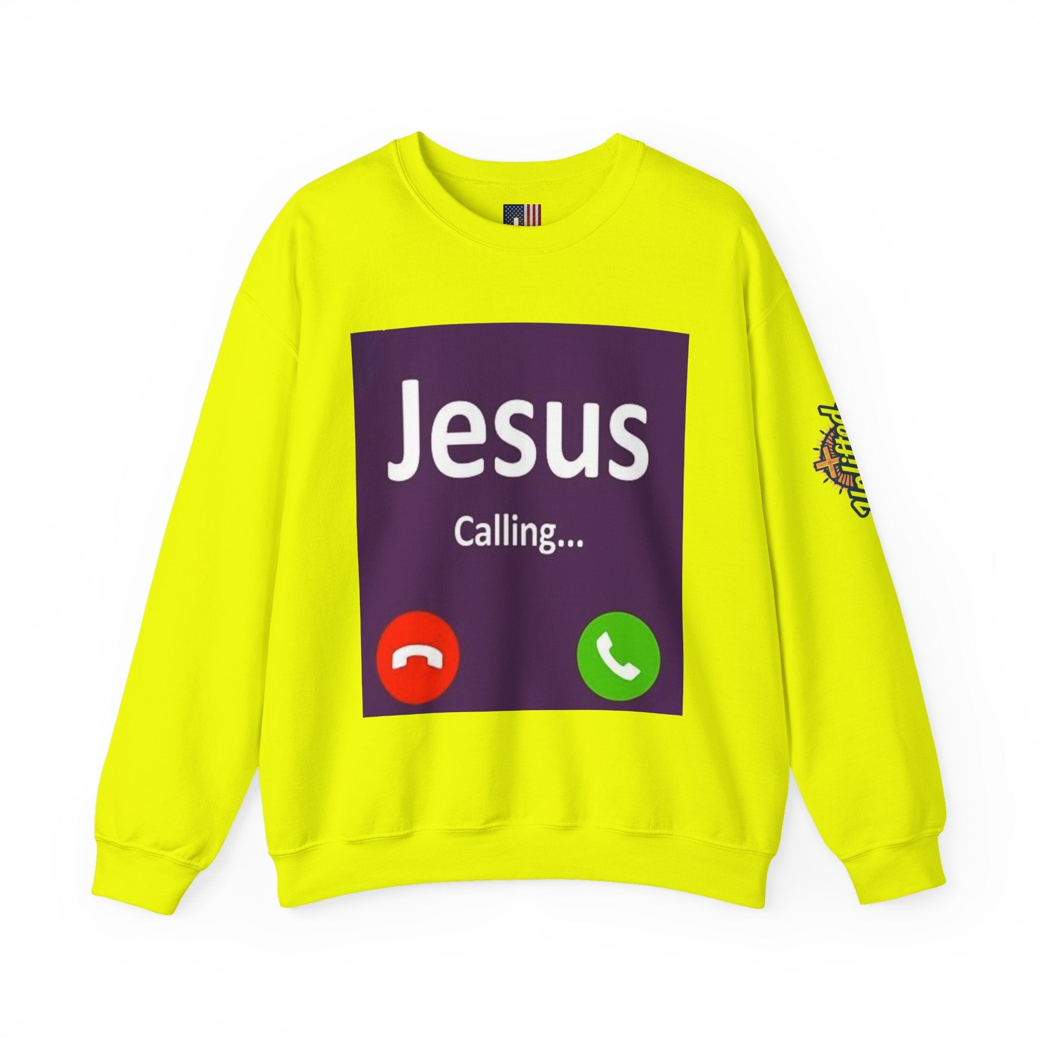 Jesus Calling Sweatshirt – Funny Cell Phone Screen Christian Sweatshirt for Divine Connection & Faith Humor Printify