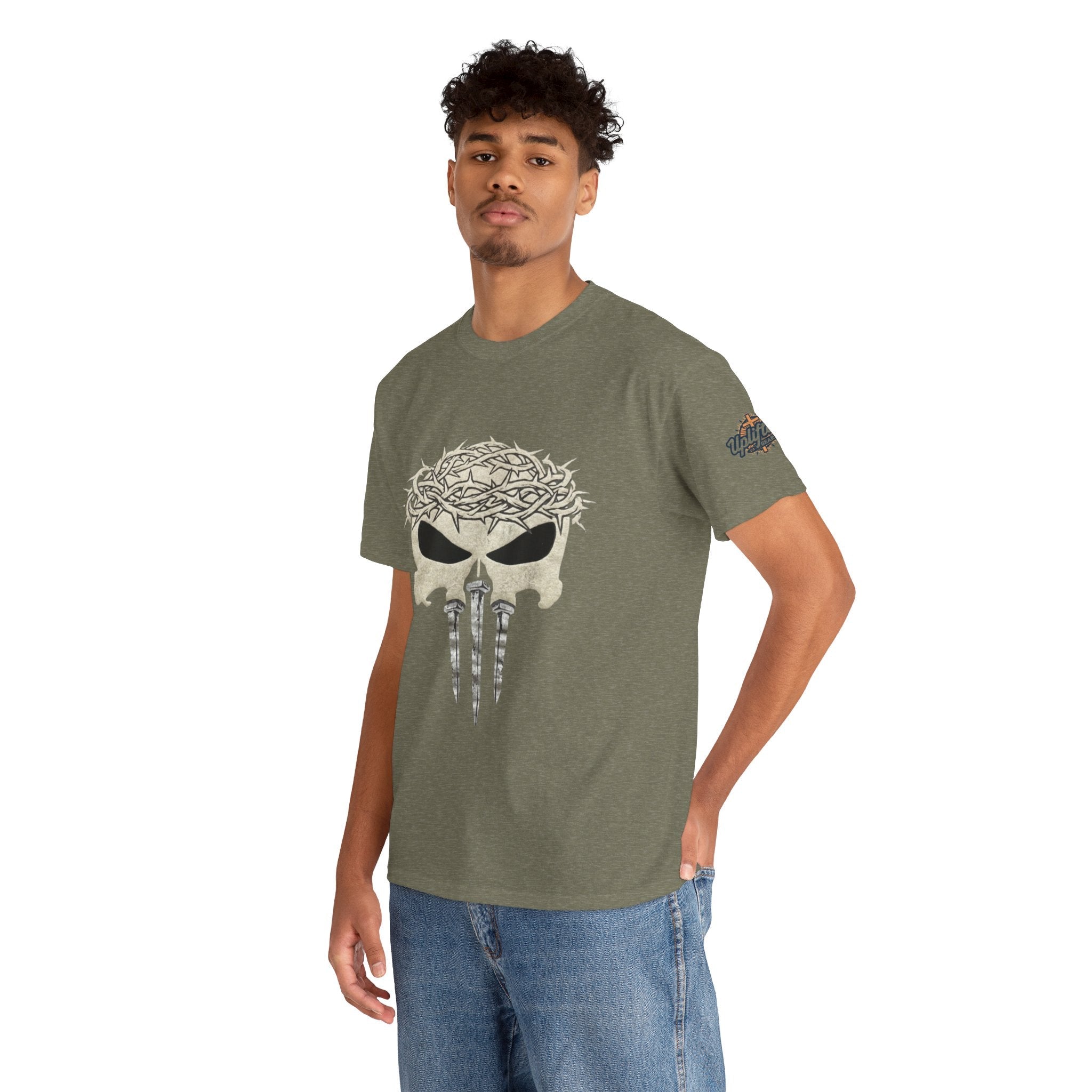 Christian Skull T-shirt - Crown of Thorns & Nails - Warrior Faith T-shirt Printify
