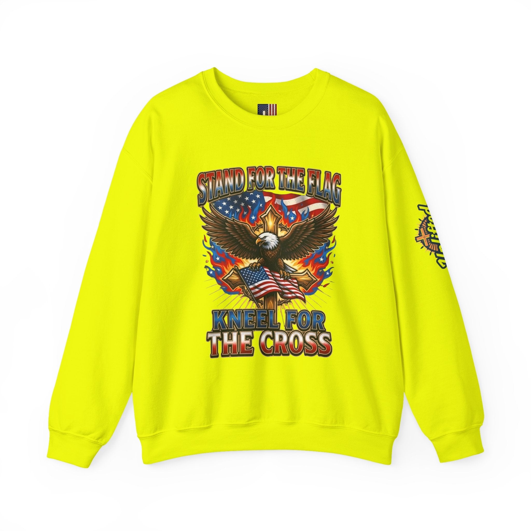 Stand for the Flag Kneel for the Cross Sweatshirt | Patriotic Eagle Sweatshirt Printify