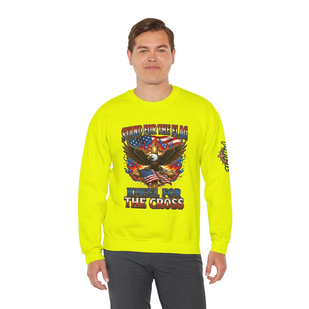 Stand for the Flag Kneel for the Cross Sweatshirt | Patriotic Eagle Sweatshirt Printify