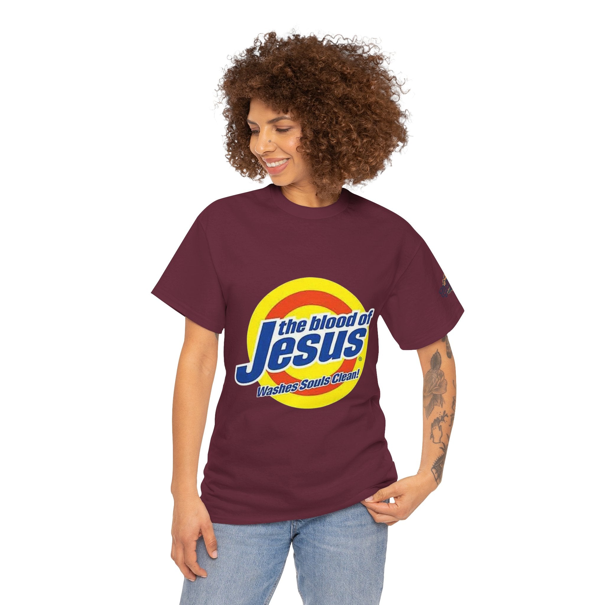 Blood of Jesus Washes Souls Clean T-shirt - Funny Tide Parody - Christian Faith T-shirt Printify