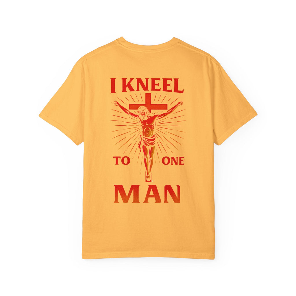I Kneel to One Man T-shirt – Crucifixion Christian T-shirt for Unashamed Devotion & Bold Faith Printify