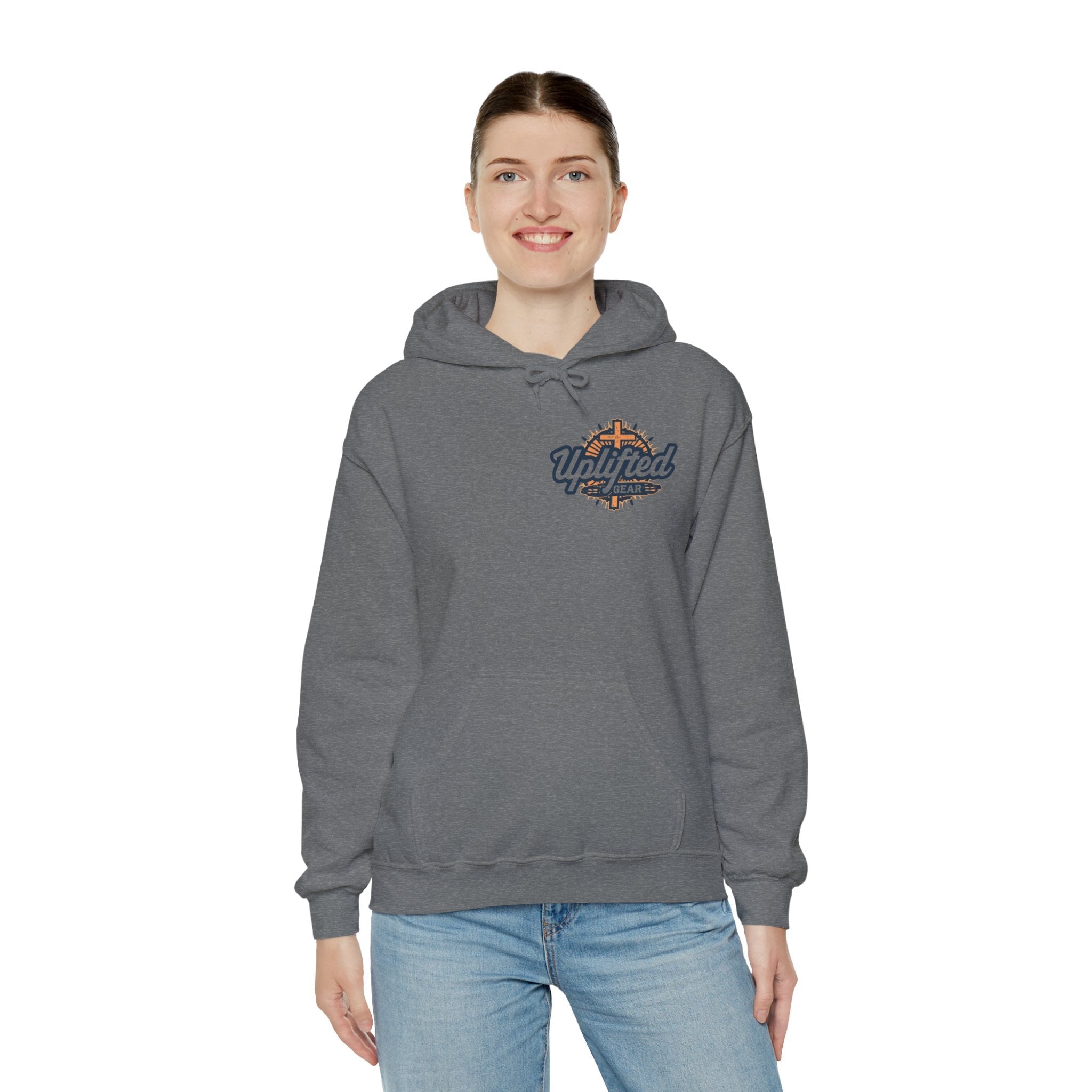 Uplifted Gear Christian Hoodie – Bold Logo Faith Hoodie for Inspired Living Printify