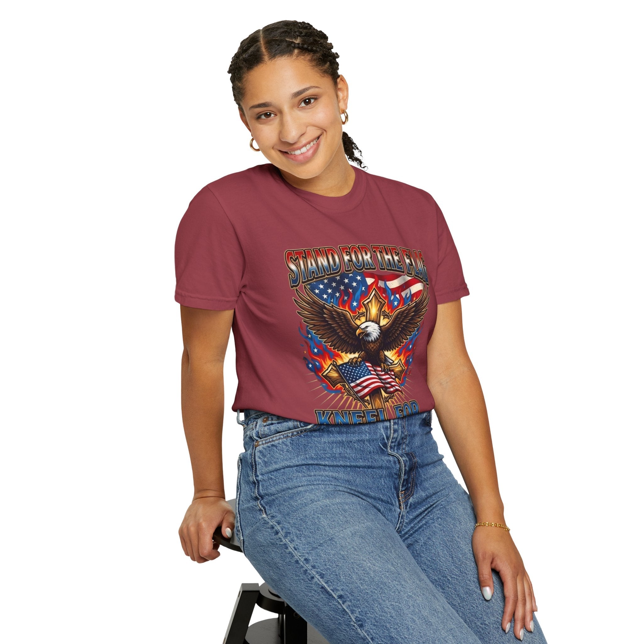 Stand for the Flag Kneel for the Cross T-shirt | Patriotic Eagle T-shirt Printify