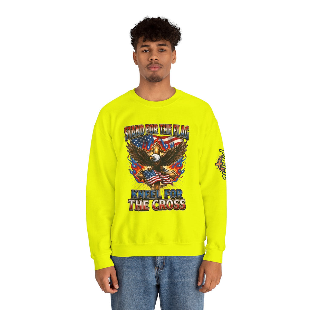 Stand for the Flag Kneel for the Cross Sweatshirt | Patriotic Eagle Sweatshirt Printify