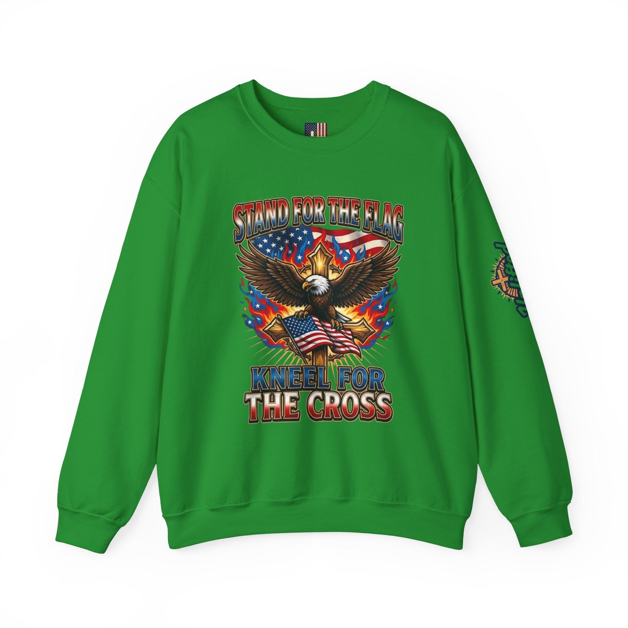Stand for the Flag Kneel for the Cross Sweatshirt | Patriotic Eagle Sweatshirt Printify