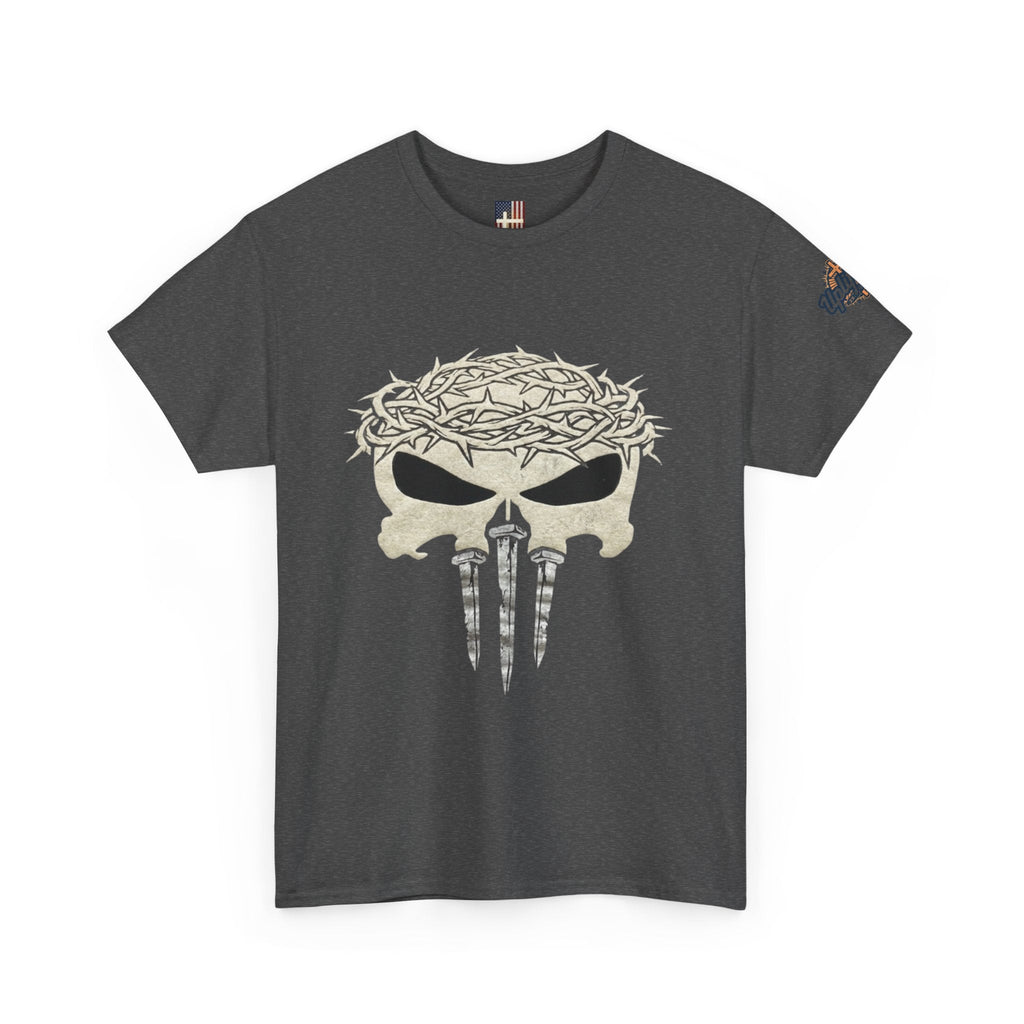 Christian Skull T-shirt - Crown of Thorns & Nails - Warrior Faith T-shirt Printify