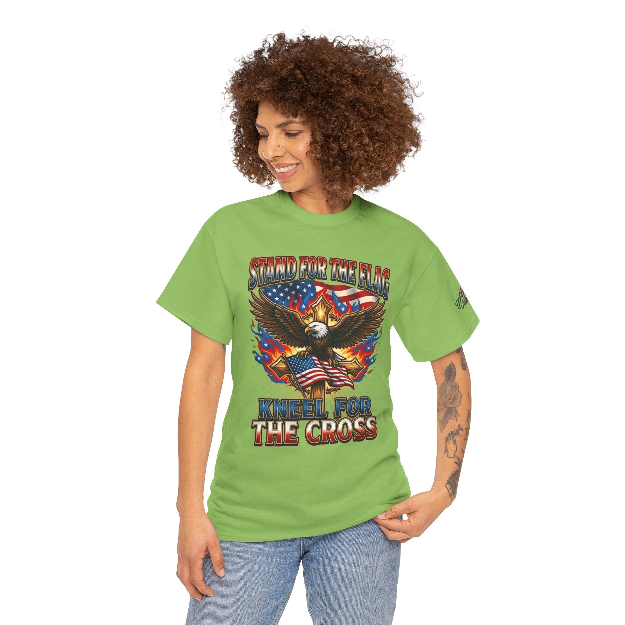 Stand for the Flag Kneel for the Cross T-shirt | Patriotic Eagle T-shirt Printify
