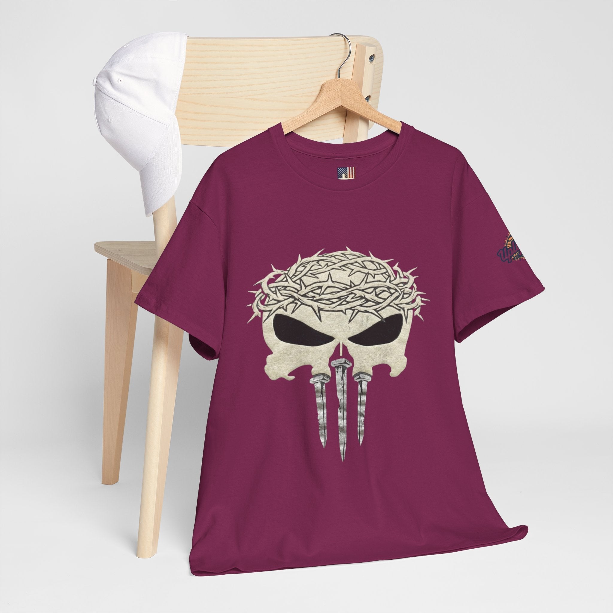Christian Skull T-shirt - Crown of Thorns & Nails - Warrior Faith T-shirt Printify