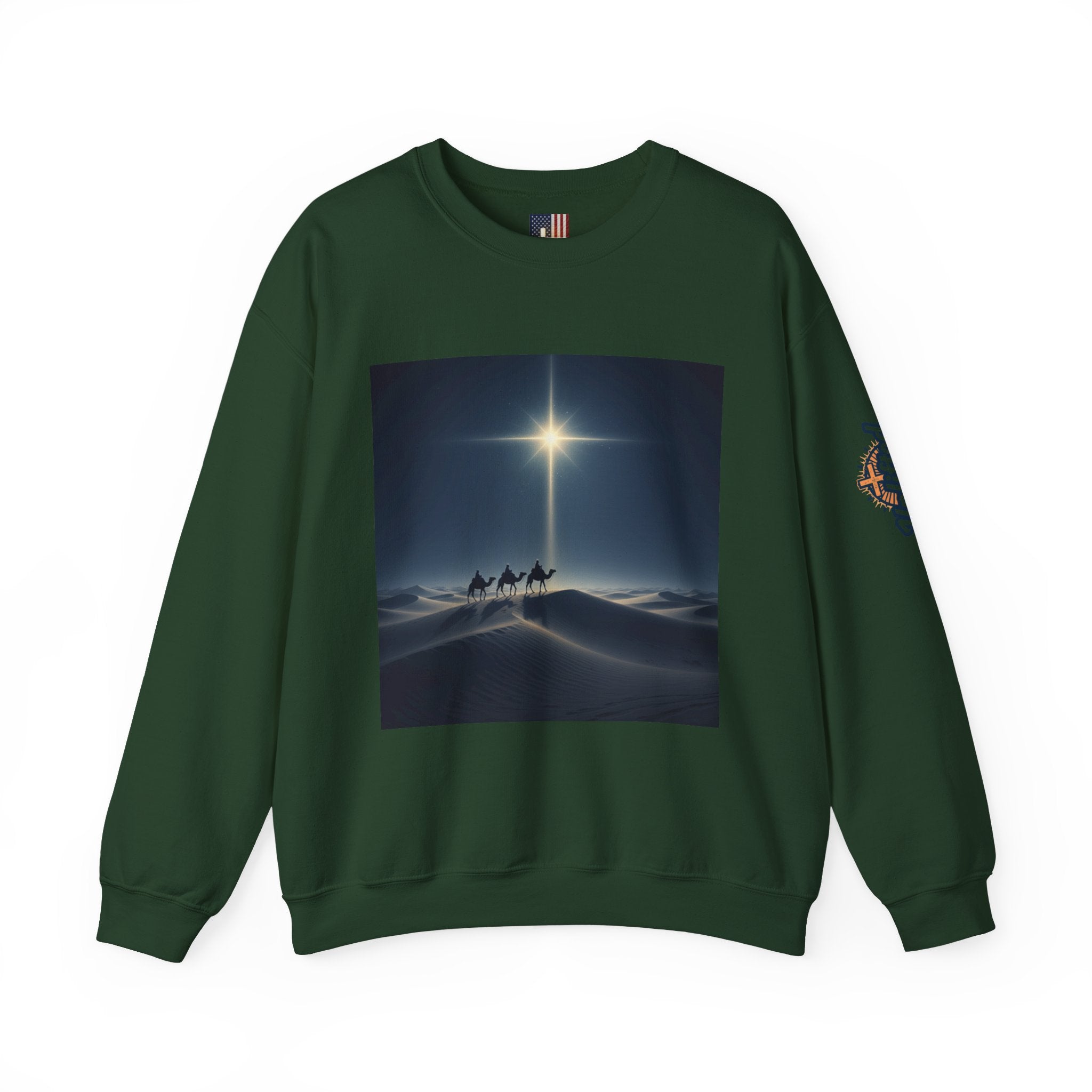 3 Wise Men Sweatshirt – Magi Camels Nativity Journey Christian Christmas Sweatshirt for Epiphany Faith & Holy Night Printify